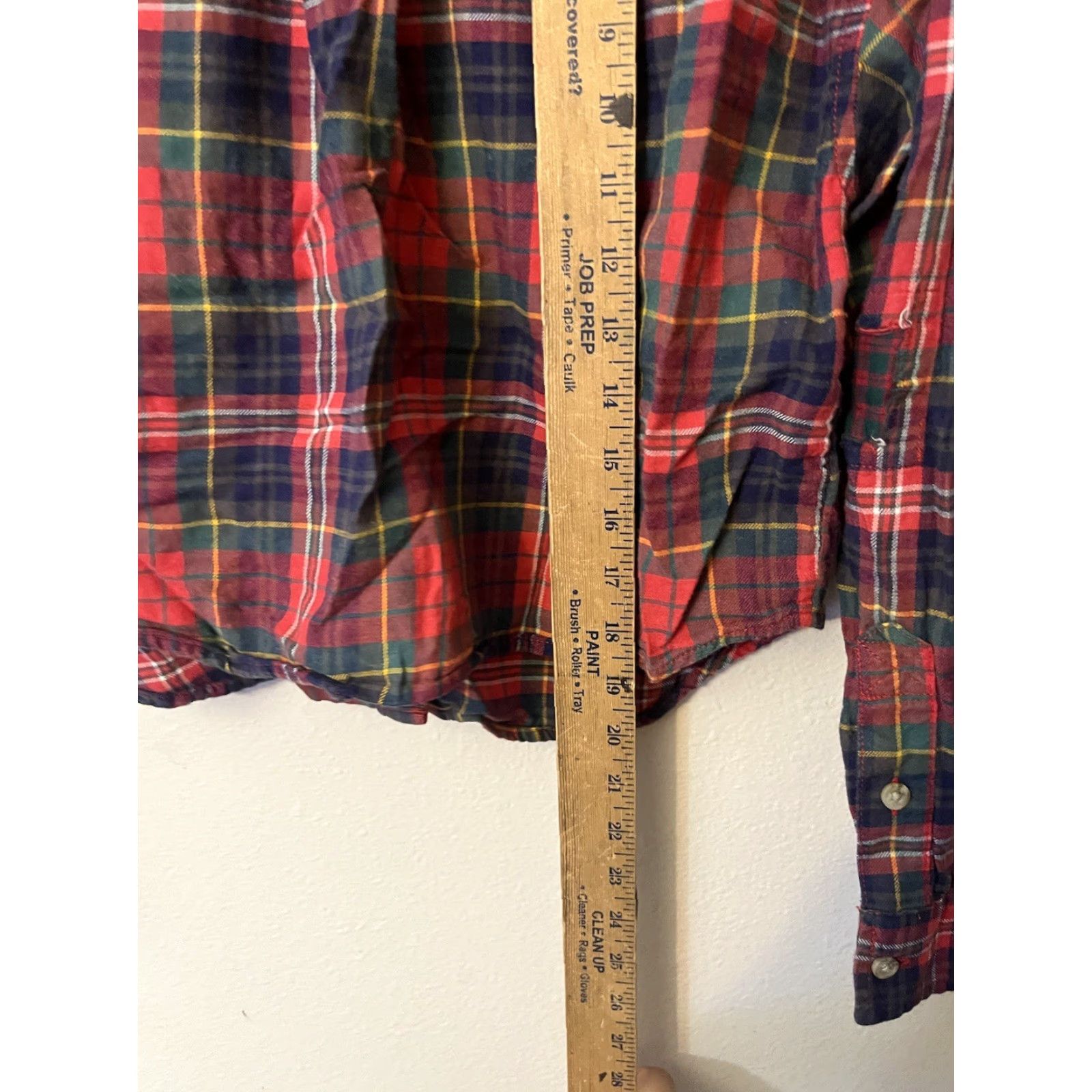 American Eagle Outfitters VINTAGE American Eagle Outfitters Womens Red Plaid Long Sleeve Button Up Cropped Shirt XS Size XS / US 0-2 / IT 36-38 - 4 Thumbnail