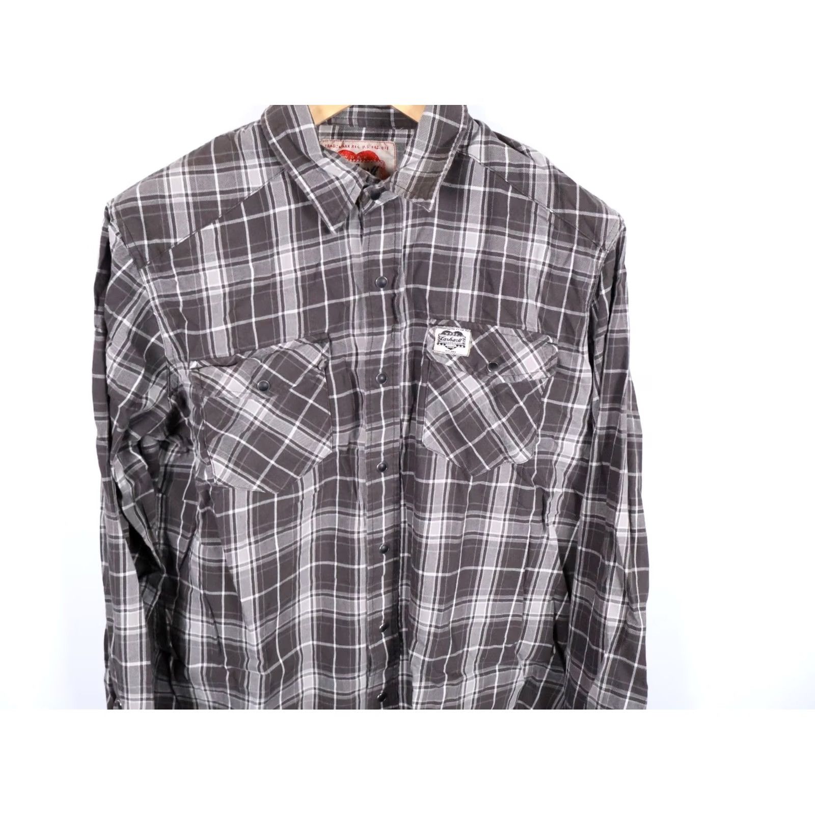 Carhartt Carhartt Western Shirt Men's Large Gray Black Plaid Snap Flannel Size US L / EU 52-54 / 3 - 4 Thumbnail