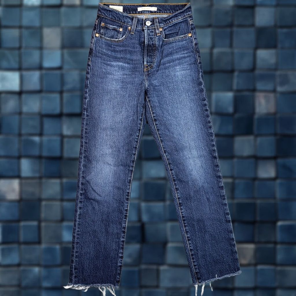Levi's Levi's Women's Jeans Straight Button Fly Five Pockets Size 24 Denim Blue Medium Waist Rise Mid Regular Fit Size 42" / US 20 - 1 Thumbnail