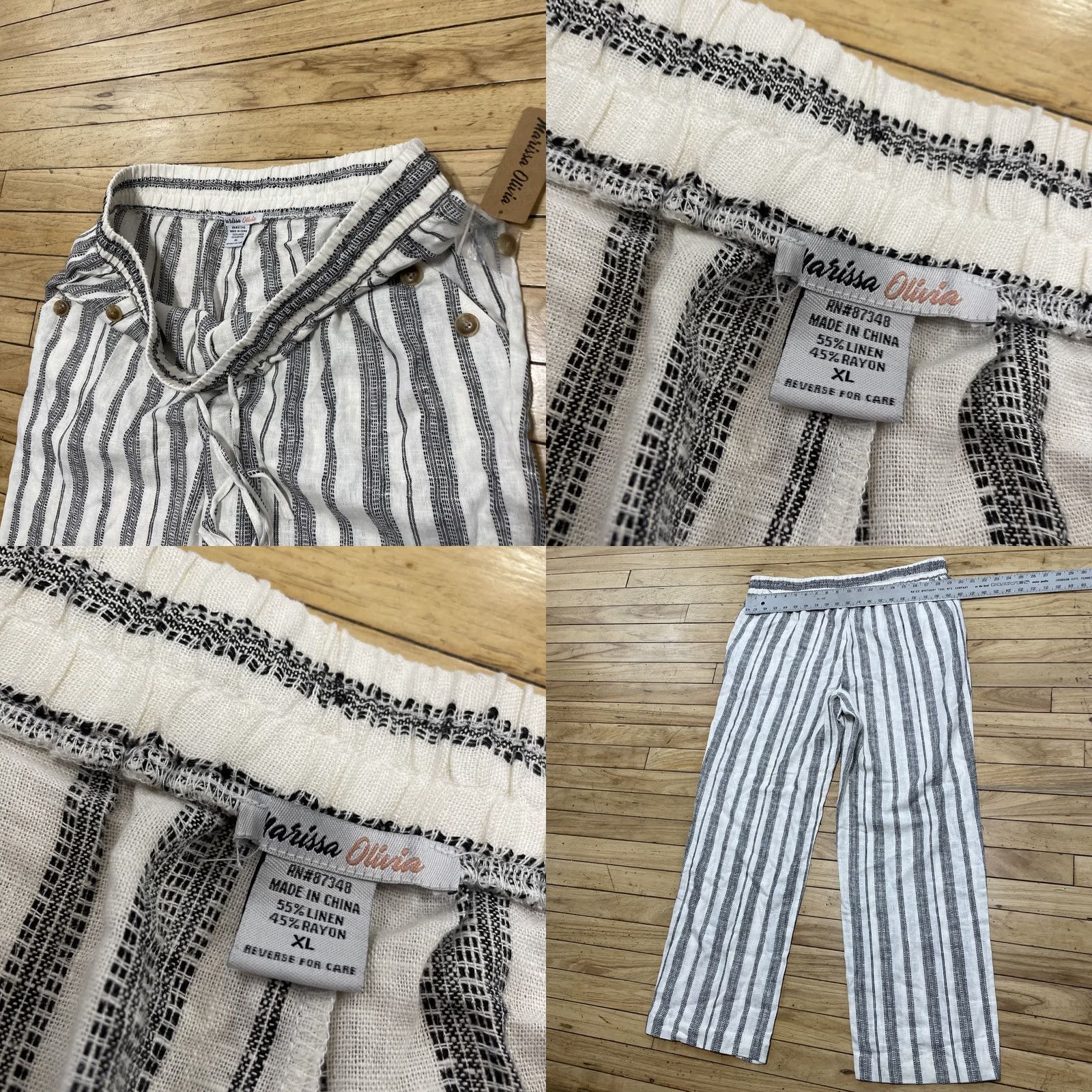 Vintage VINTAGE Marissa Olivia NEW Linen Pants Wide Leg XL 38x30 Cream Brown NWT Old Money Ladies Womens Pants Size 40" / US 18 - 8 Thumbnail