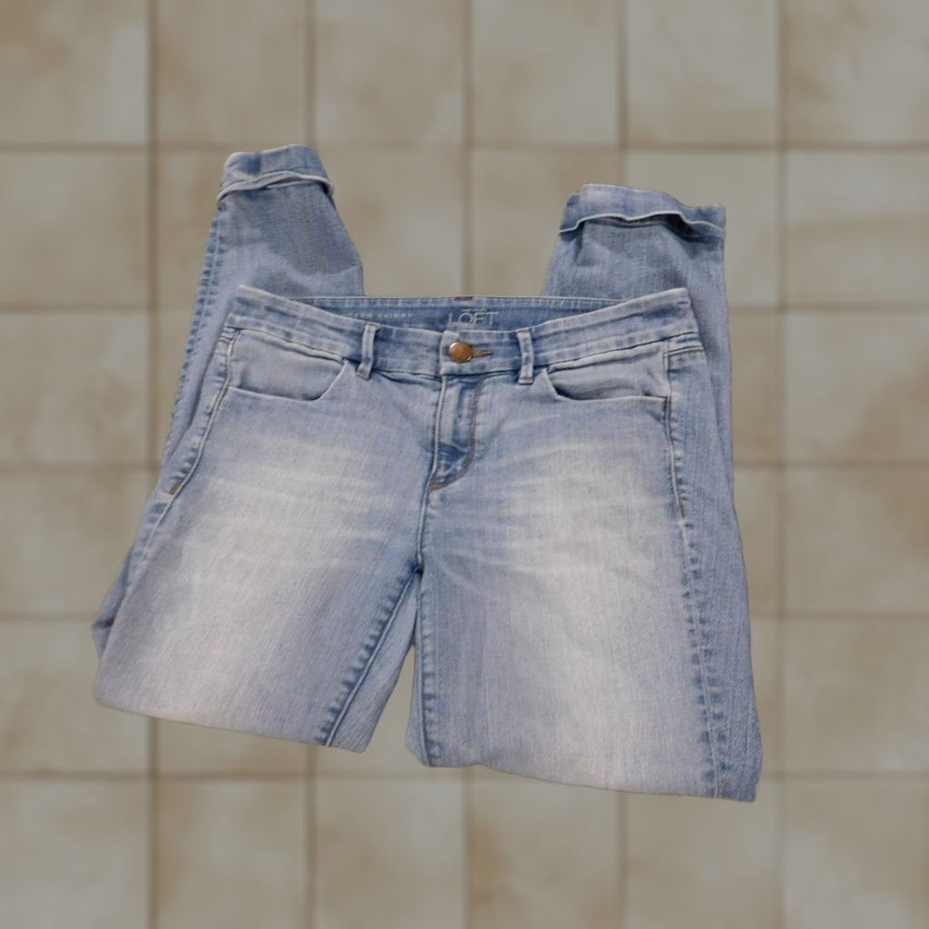 Loft Ann Taylor LOFT Jeans 4 Blue Skinny Ankle Denim Stretch Women Regular Size 27" / US 4 / IT 40 - 1 Thumbnail