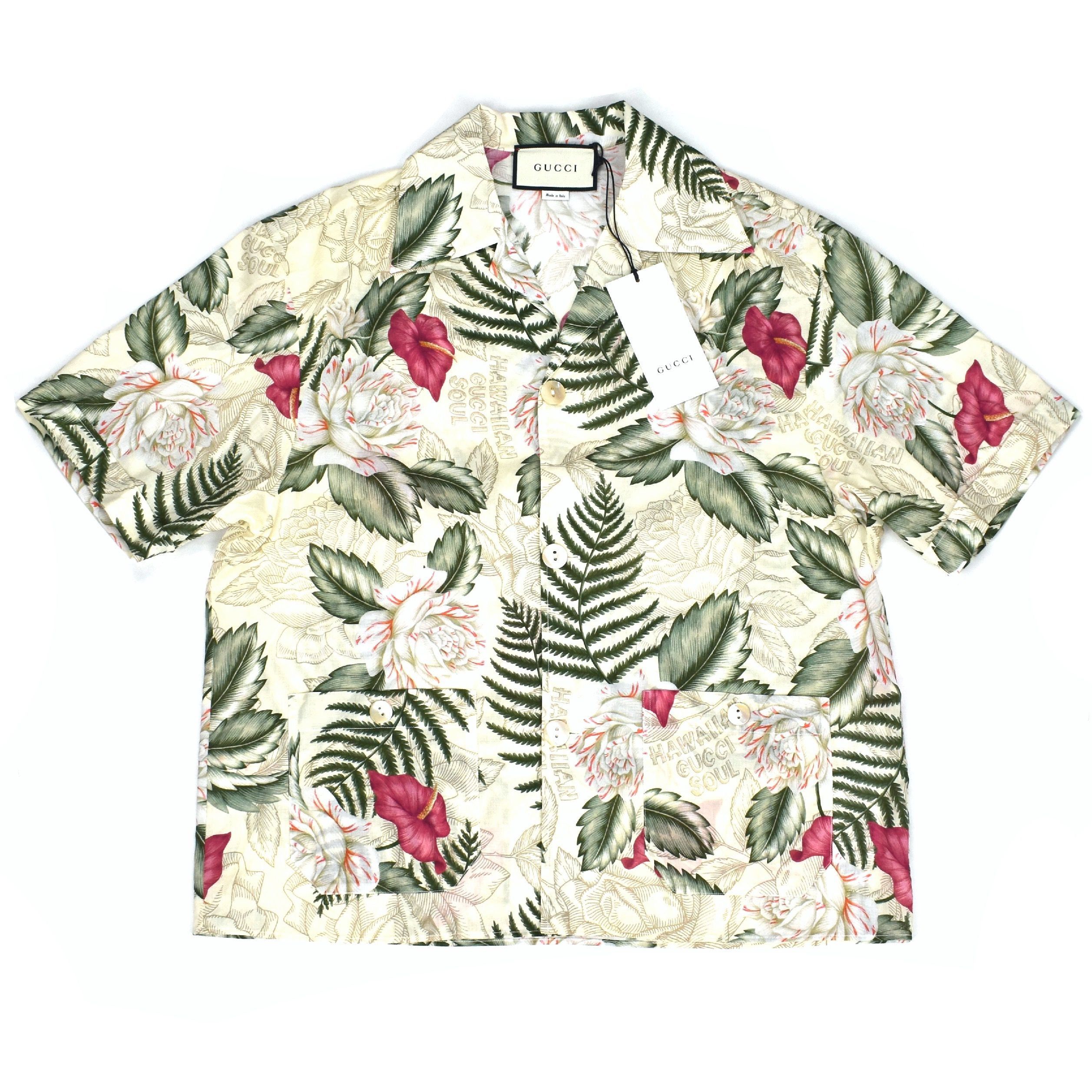 Gucci Gucci Hawaiian Dream Floral Print Button Down Shirt Beige Size US M / EU 48-50 / 2 - 1 Thumbnail