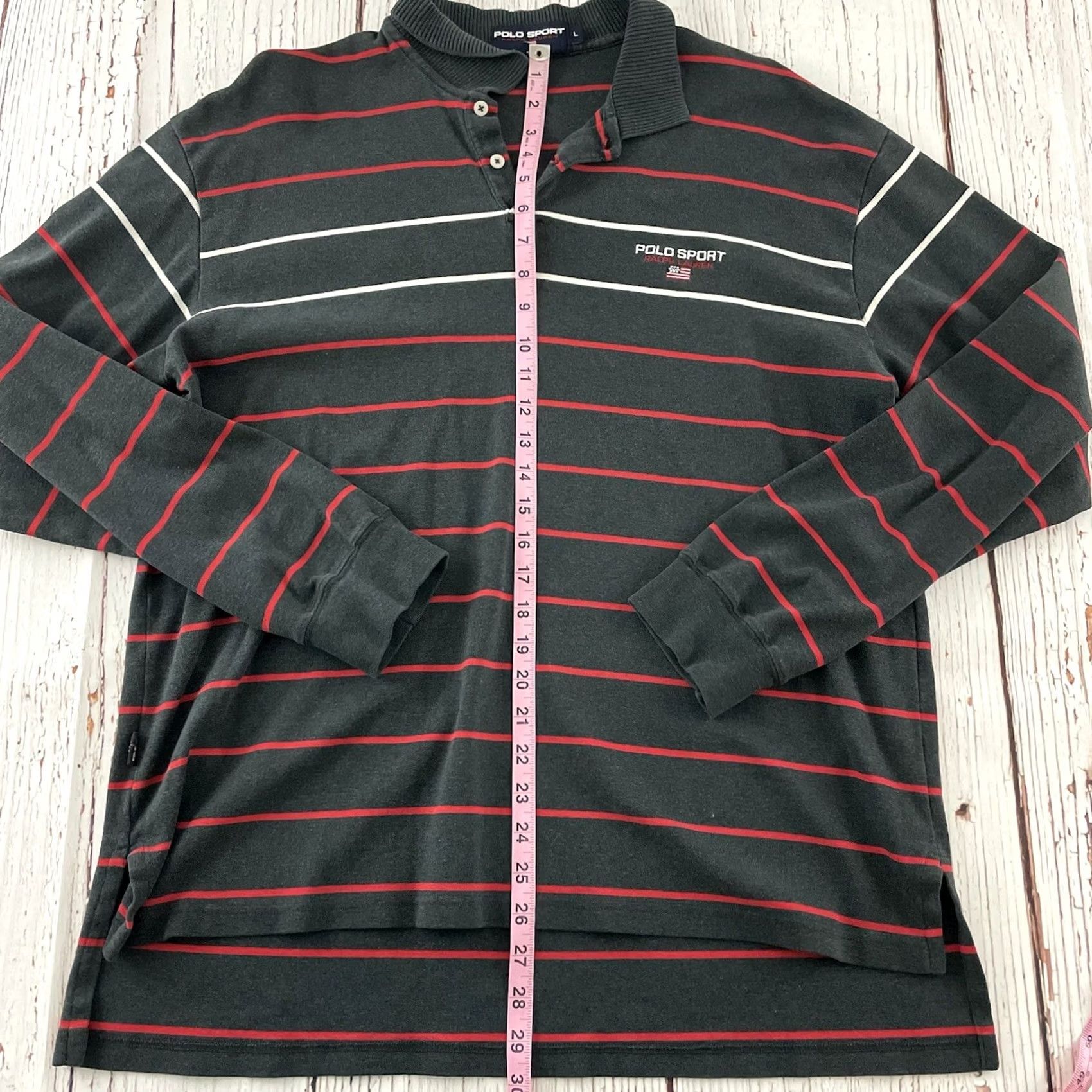 Vintage VINTAGE Polo Sport Striped Rugby Long Sleeve Shirt Men's L Gray 90s Size US L / EU 52-54 / 3 - 4 Thumbnail