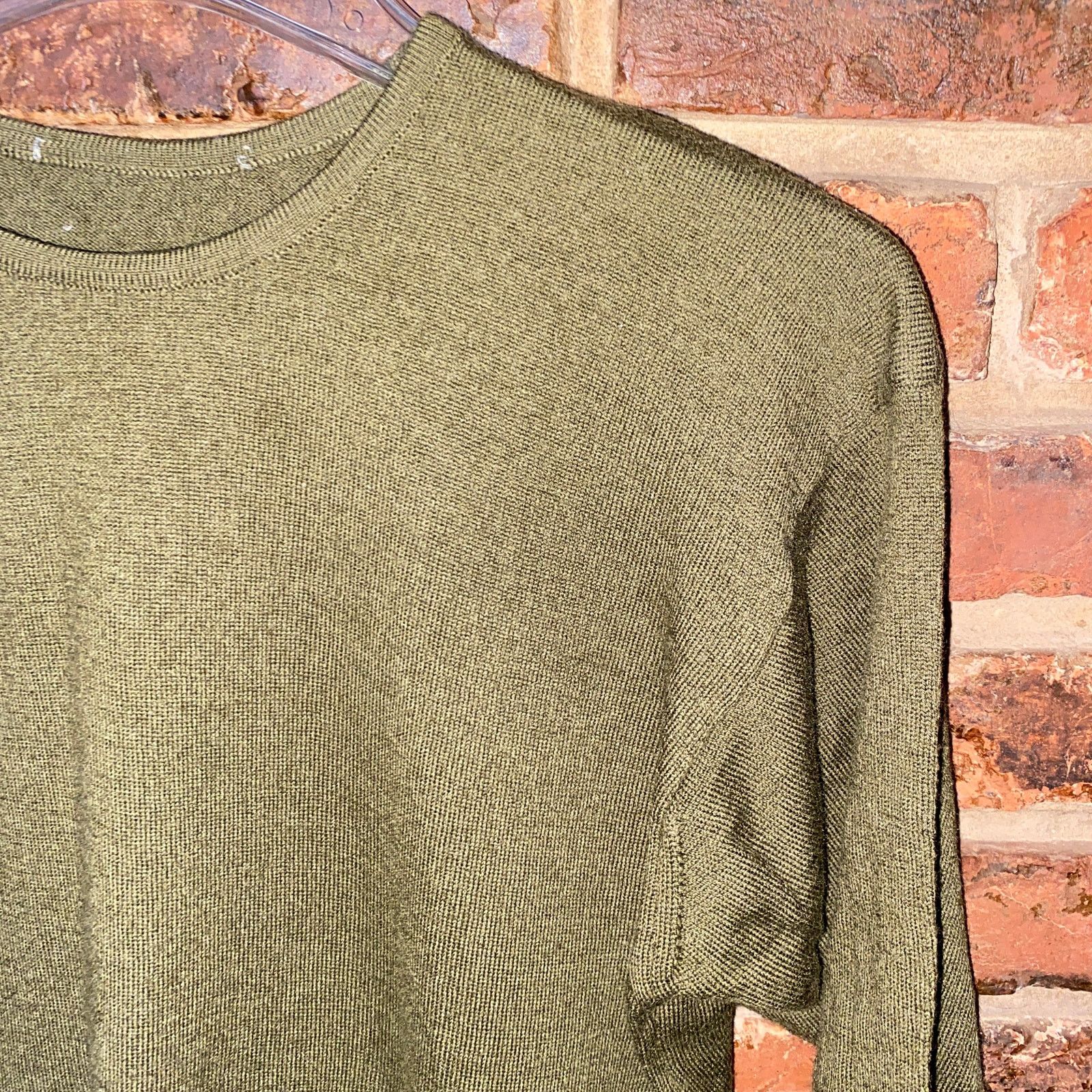 Other Solid Olive Green Crew Neck 100% Wool Pullover Sweater Small Size S / US 4 / IT 40 - 2 Thumbnail
