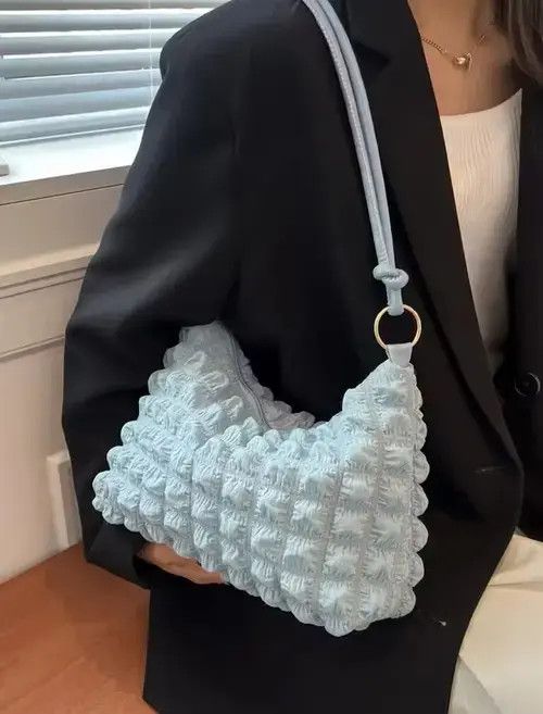 Other Baby Blue Minimalist Knot Ruched Purse Size ONE SIZE - 4 Thumbnail