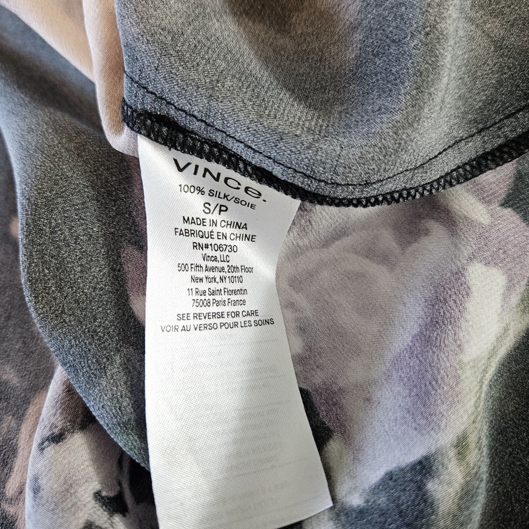 Vince Vince Womens Blouse Night Garden Silk Popover Top Sz S Purple Size S / US 4 / IT 40 - 5 Thumbnail