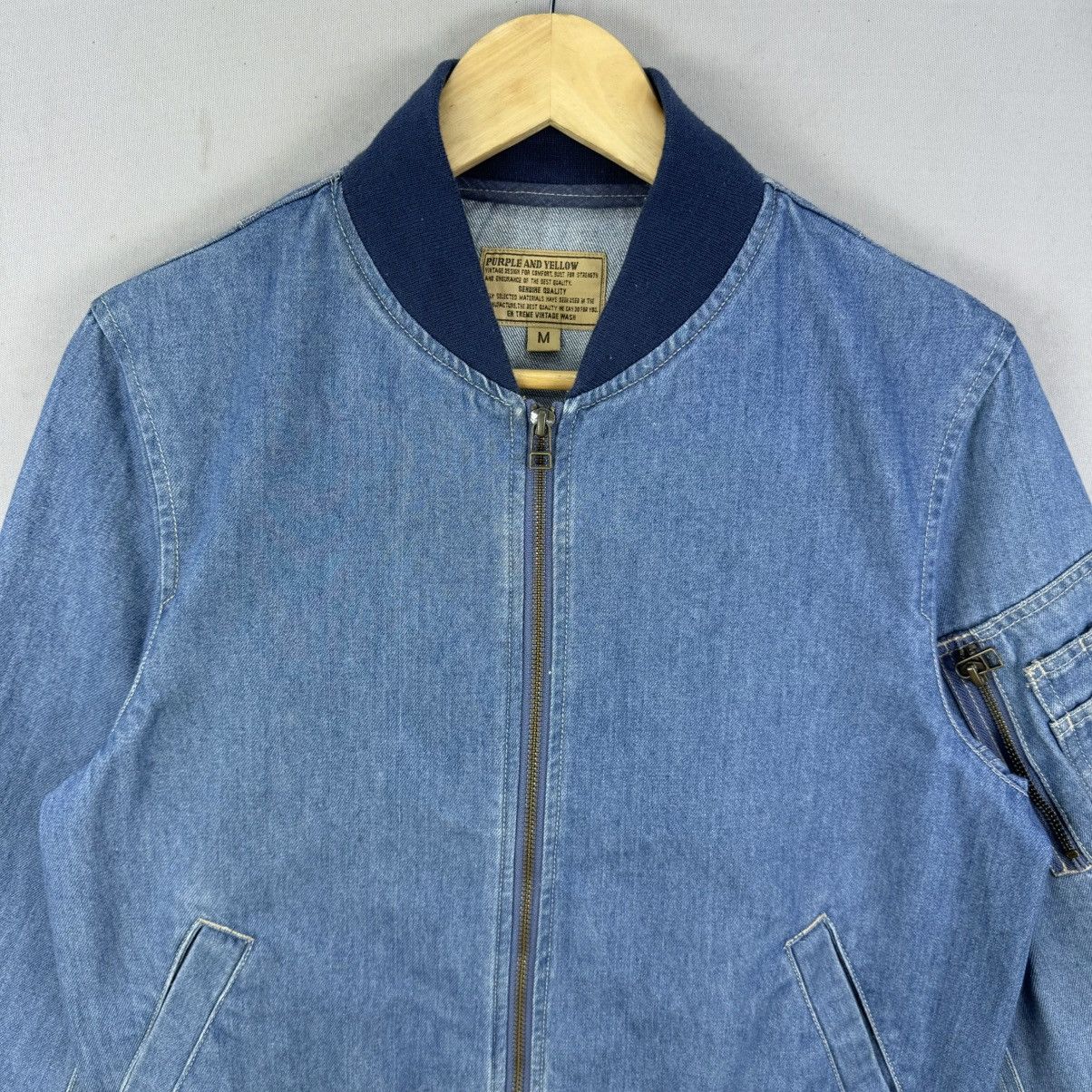 Japanese Brand Purple And Yellow Denim MA-1 Bomber Jacket Size US M / EU 48-50 / 2 - 4 Thumbnail