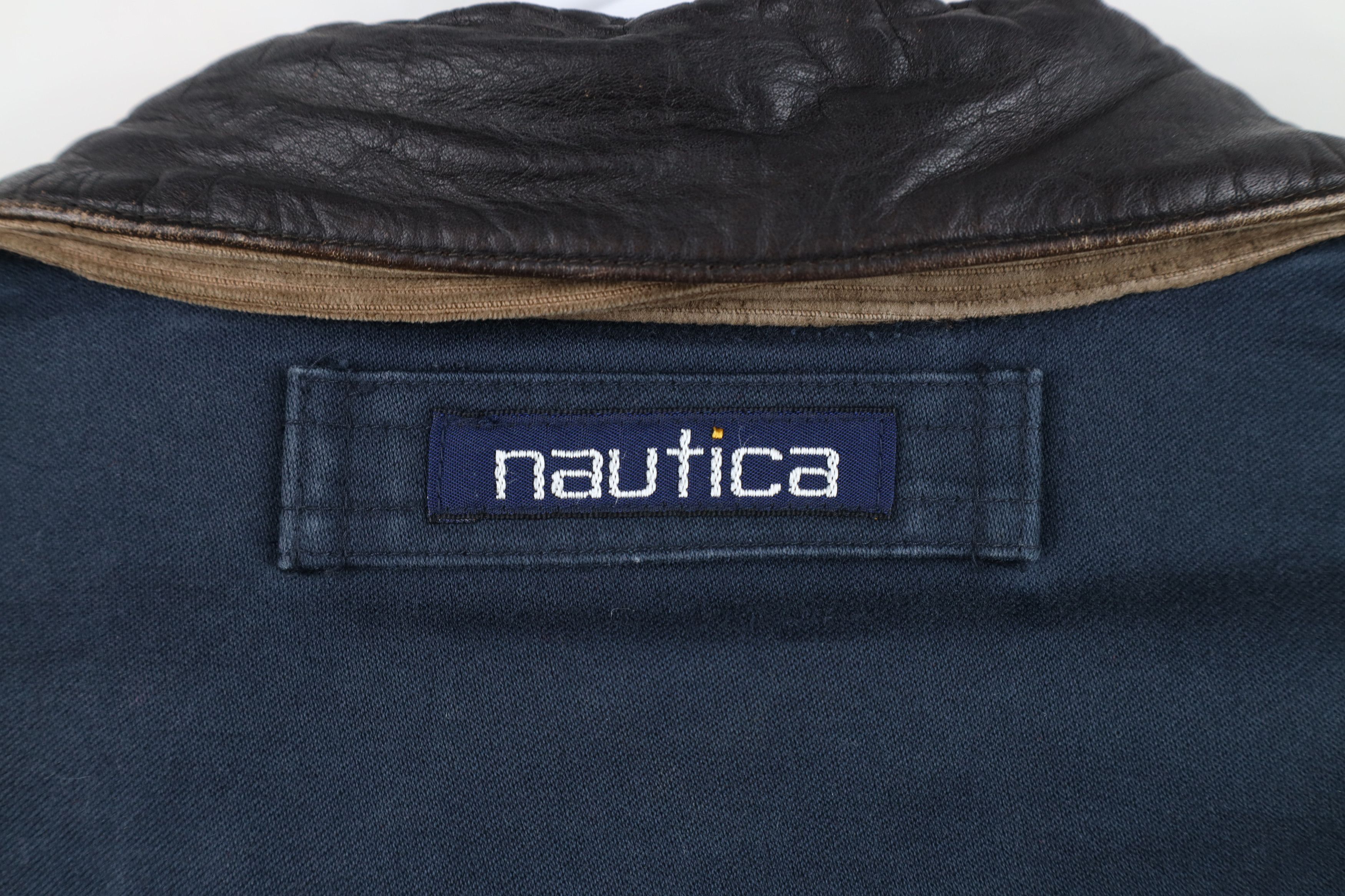 Nautica Vintage 90s Nautica Quilted Leather Collar Chore Barn Jacket Size US L / EU 52-54 / 3 - 12 Thumbnail