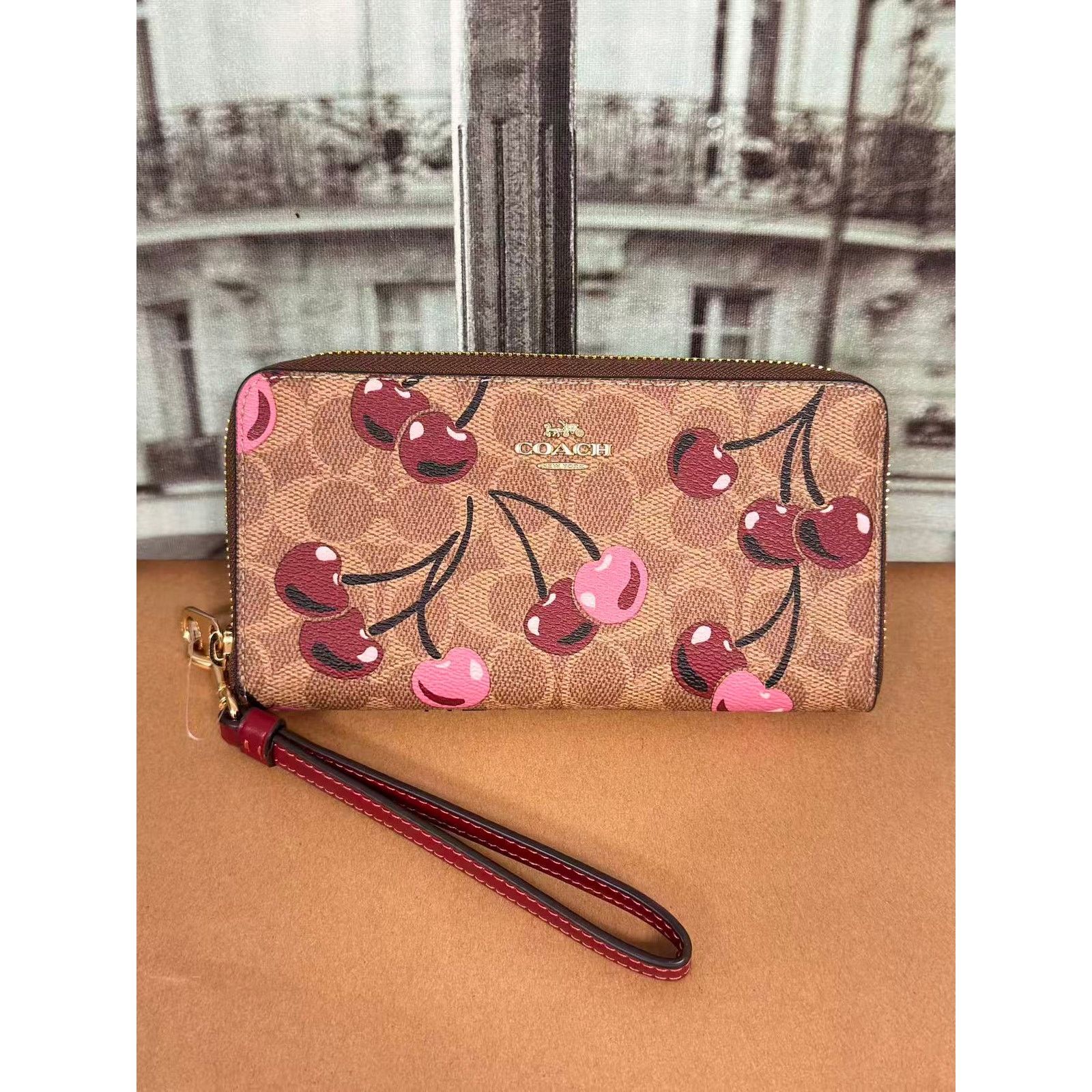 Coach Coach CZ328 Long Zip Around Wallet In Sig With Cherry Print Size ONE SIZE - 1 Thumbnail