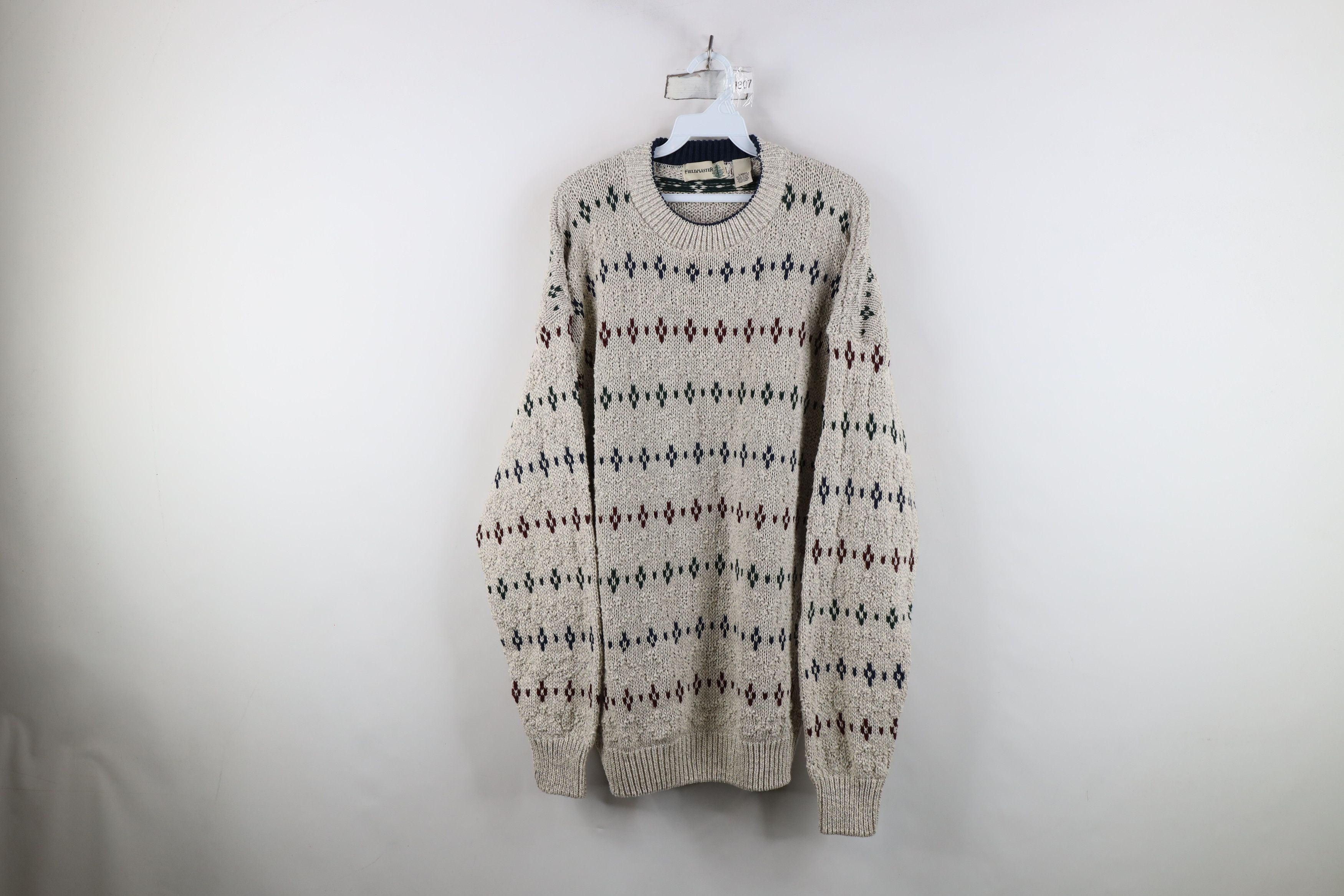 Vintage Vintage 90s Streetwear Geometric Cotton Knit Sweater USA Size US L / EU 52-54 / 3 - 1 Thumbnail