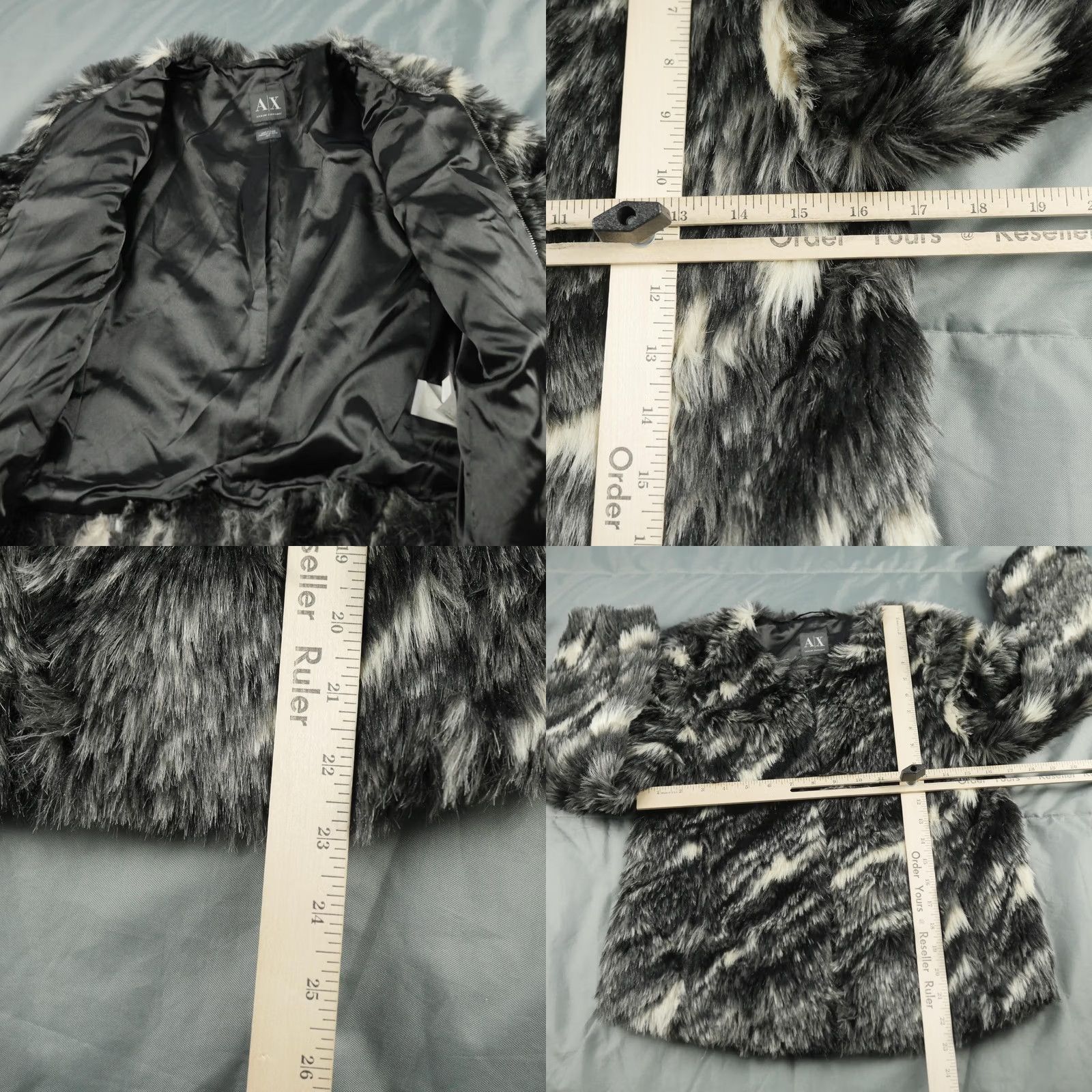 Armani Exchange A|X Armani Exchange Jacket Womens S Black Gray Faux Fur Full Zip Lined Soft Size S / US 4 / IT 40 - 8 Thumbnail