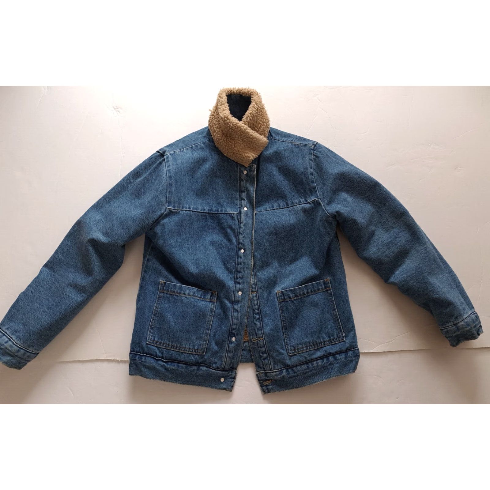 Forever 21 FOREVER 21 Jacket Women Bomber 90s Reversible Faux Fur Blue Size M Full Button Casual All Seasons Size 32" / US 10 / IT 46 - 5 Thumbnail