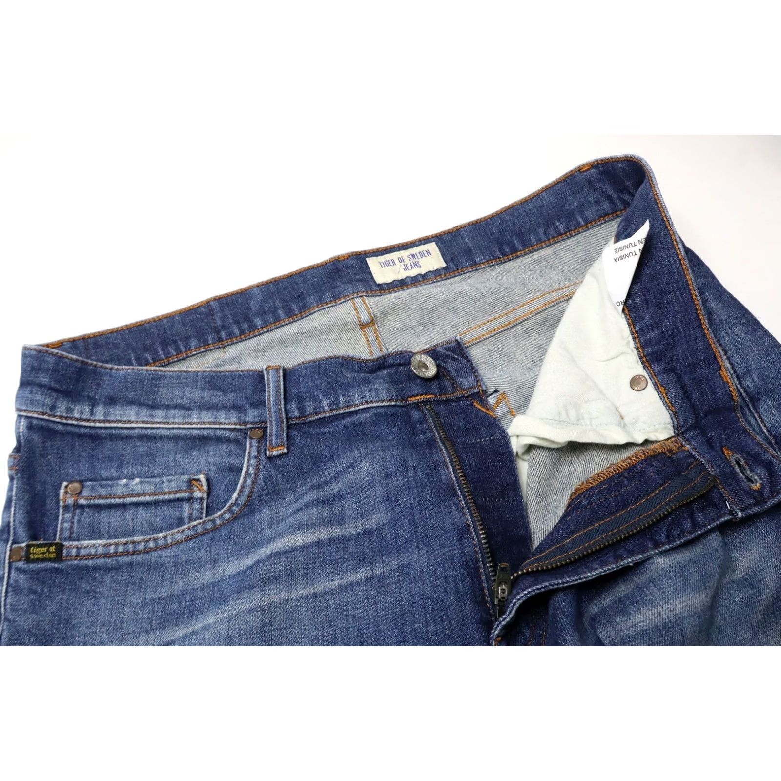 Tiger of Sweden Tiger of Sweden Pistolero Jeans Mens W32/L30 Blue Faded Whiskers Slim Denim Stretch Jeans Size US 32 / EU 48 - 4 Thumbnail