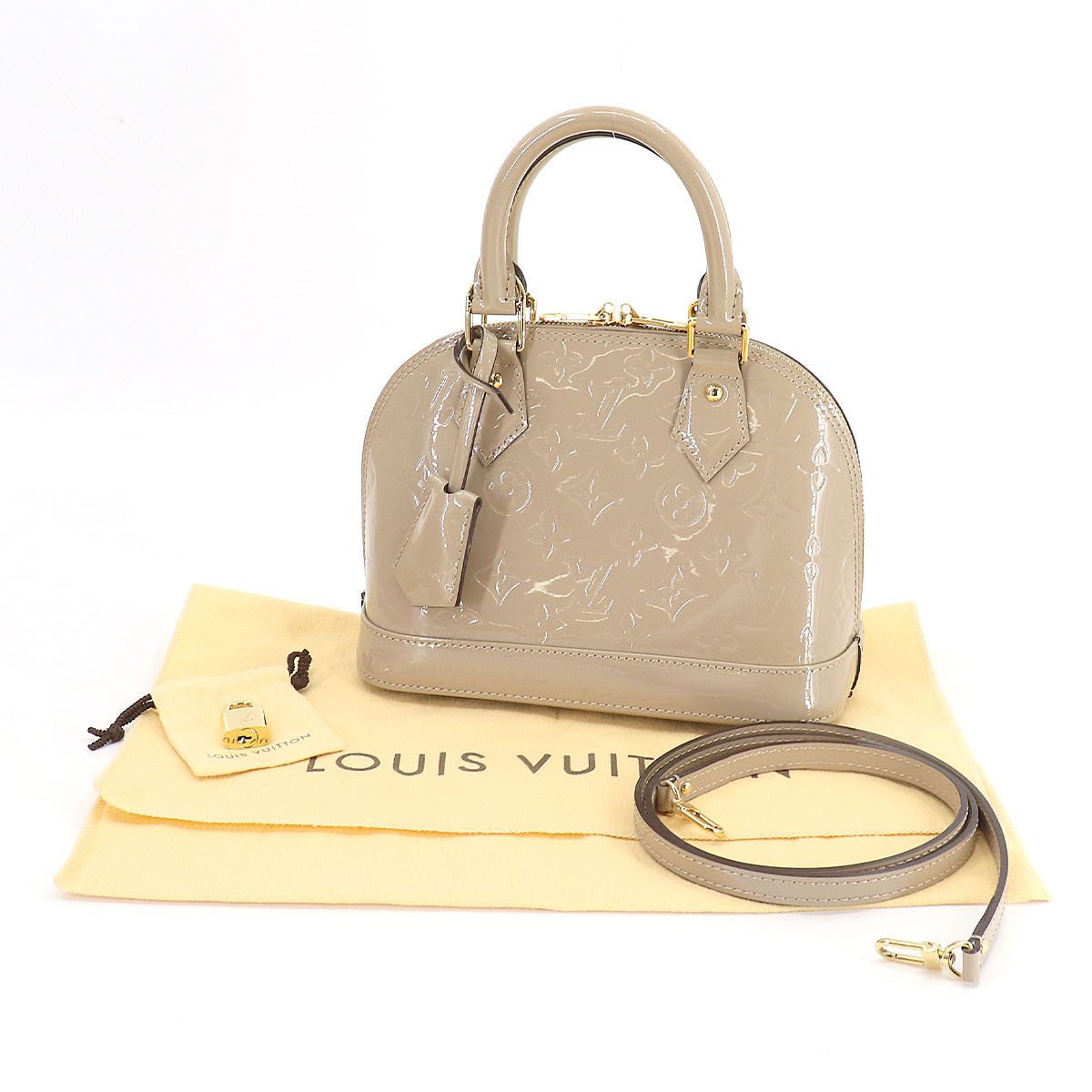 Louis Vuitton Vernis Alma BB 2way Hand Shoulder Bag Leather Dune