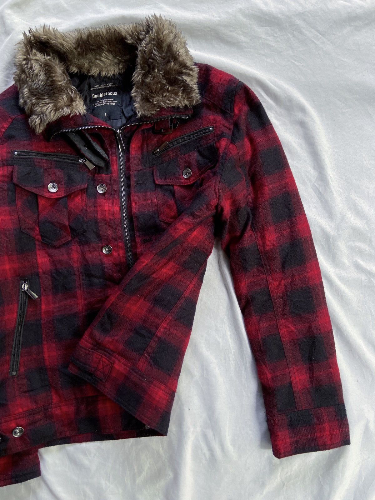 PPFM DOUBLE FOCUS BONDAGE PUNK PLAID FUR JACKET Size US M / EU 48-50 / 2 - 3 Thumbnail