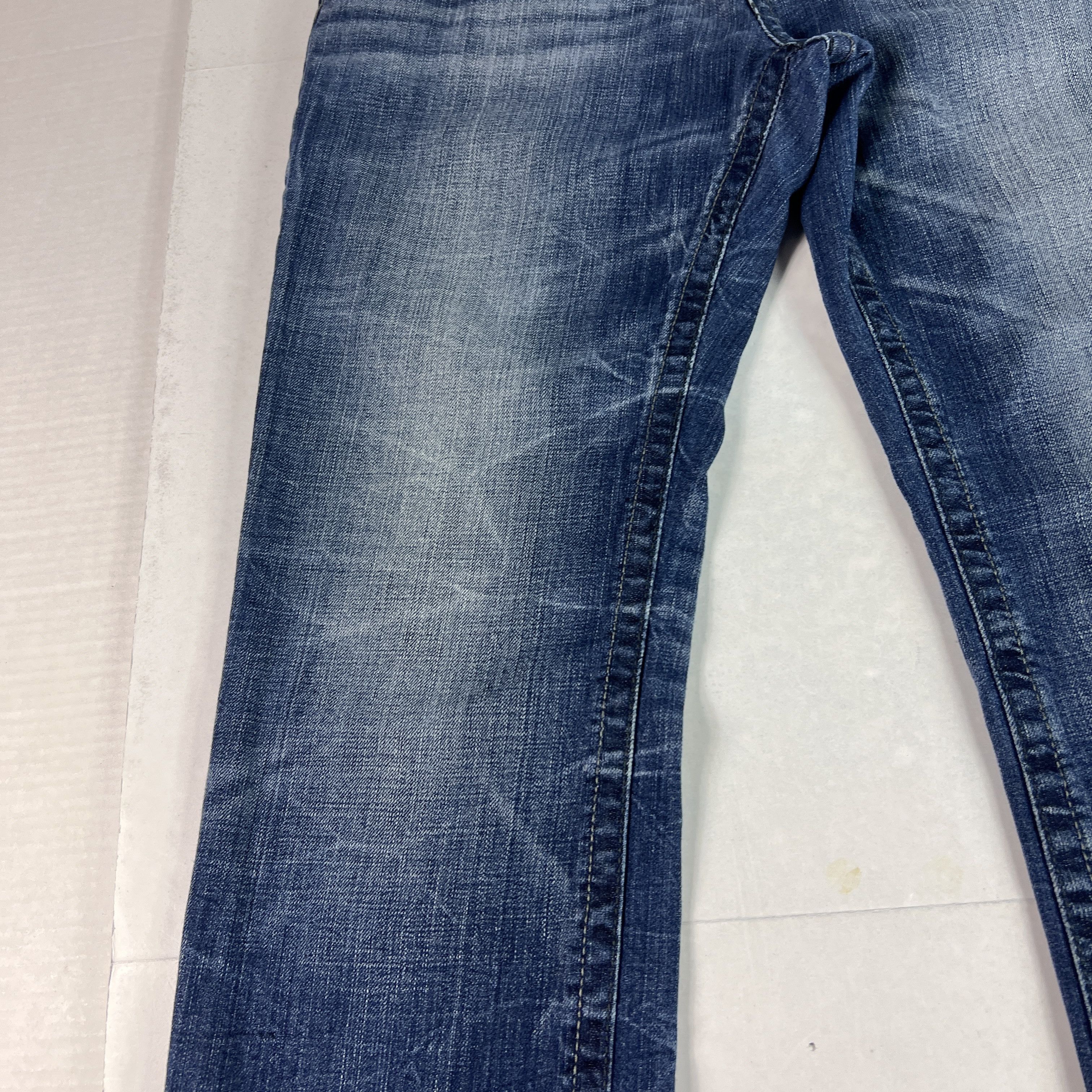 BKE BKE Jeans Long Derek Straight Leg Blue Faded Stretch Denim Size US 35 - 4 Thumbnail