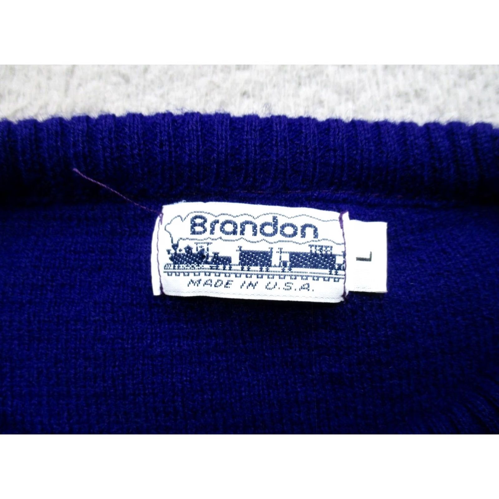 Vintage VINTAGE Brandon Sweater Mens Large Blue Stripe Acrylic Crewneck 80s Size US L / EU 52-54 / 3 - 3 Thumbnail