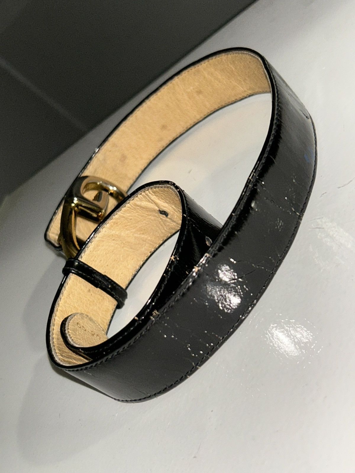 Gucci Gucci Patent Leather Belt w/ Gold & Silver GG Buckle size 26 Size ONE SIZE - 9 Thumbnail