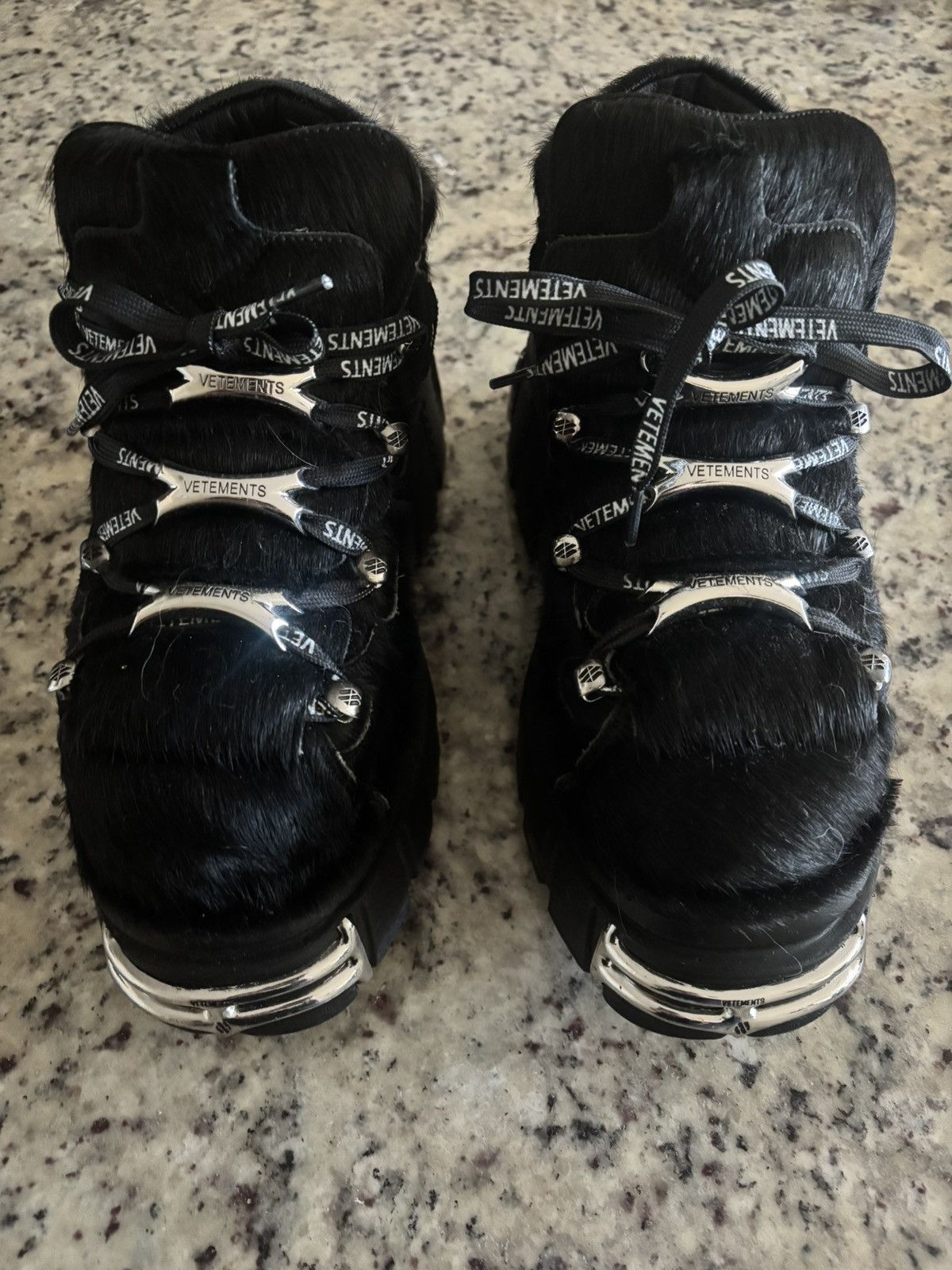 New Rock × Vetements VETEMENTS X NEW ROCKS - Pony Hair Platform Boots (NO BOX) Size US 10 / EU 43 - 1 Thumbnail