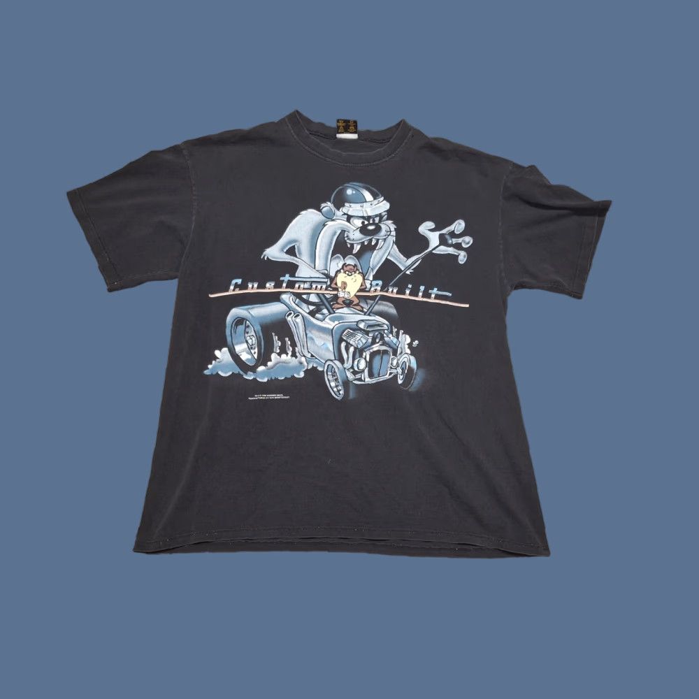 Vintage VINTAGE 90s Taz Shirt TV Looney Tunes Custom Built Cartoon 90s Tazmanian Devil Shirt Men XL Black Crew Neck Short Sleeve Touch of Gold Size US XL / EU 56 / 4 - 1 Thumbnail