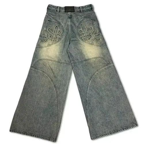 VIBE Retro Washed Blue Straight Cut Baggy Jeans Size US 36 / EU 52 - 3 Thumbnail