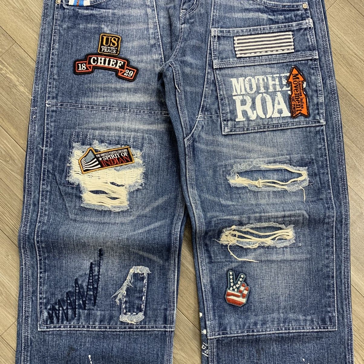 14th Addiction × If Six Was Nine × Japanese Brand Mind Of USA Patchwork Boro Distressed Double Knee Pants Size US 33 - 4 Thumbnail