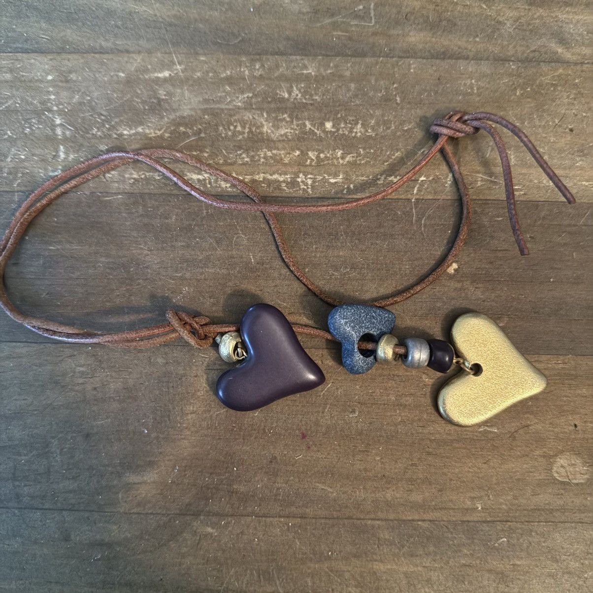 Other Mixed heart pendants leather cord necklace Size ONE SIZE - 2 Thumbnail