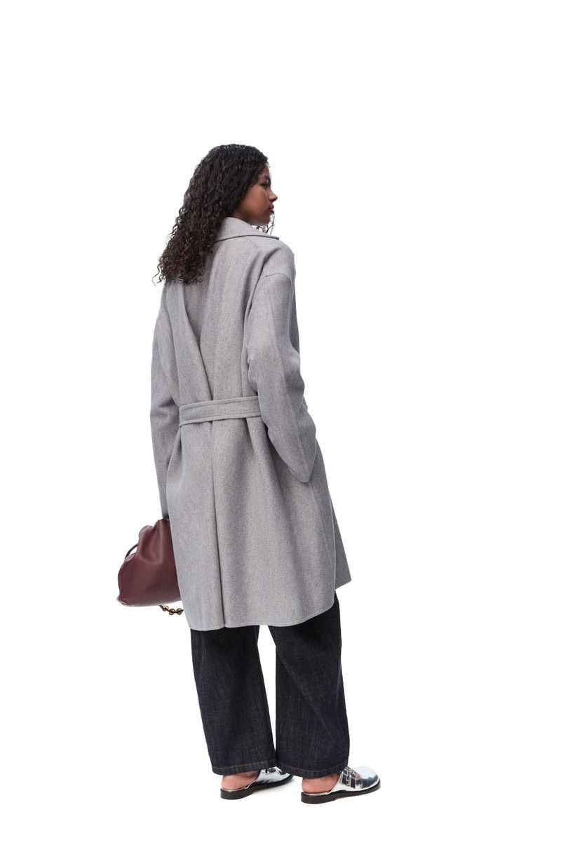 Loewe o1in1g0426 Pebble Coat in Wool and Cashmere in Light Grey Size S / US 4 / IT 40 - 4 Thumbnail