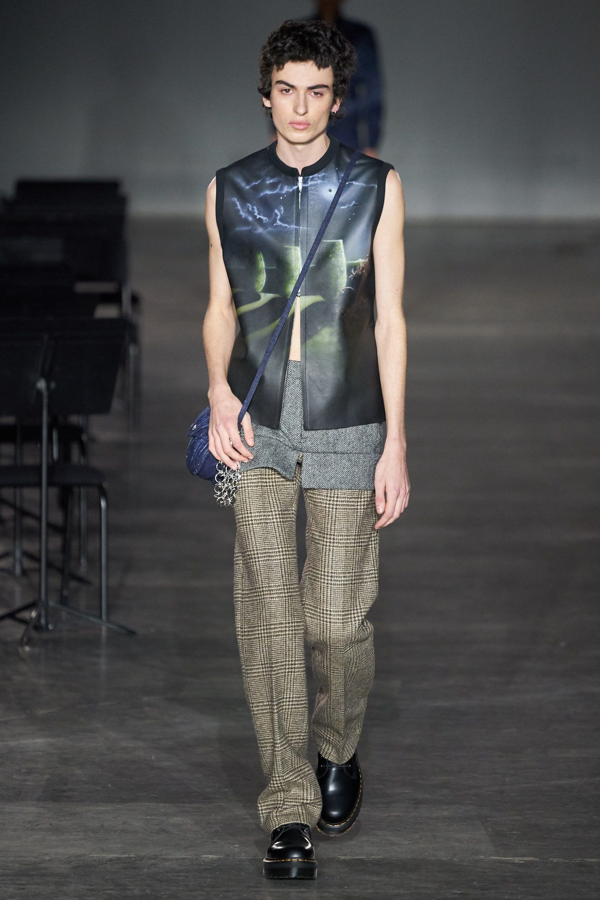 image of Stefan Cooke 20Fw Leather Vest in Black, Men's (Size Medium)