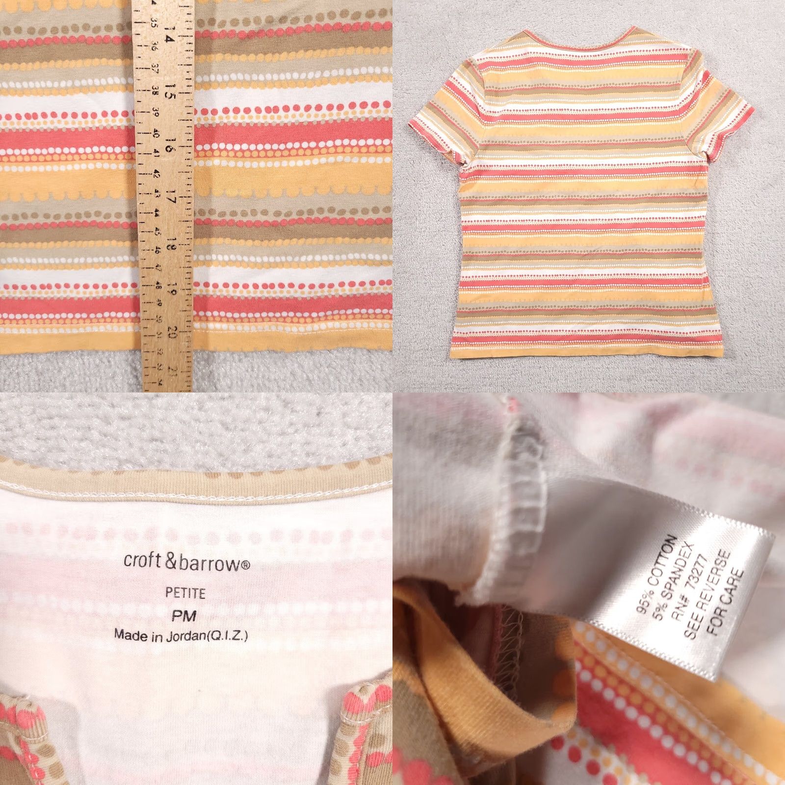 Croft & Barrow Croft & Barrow Shirt Womens PM Petite Short Sleeve V-Neck Stretch Stripe T-Shirt Multicolor Casual Size M / US 6-8 / IT 42-44 - 8 Thumbnail