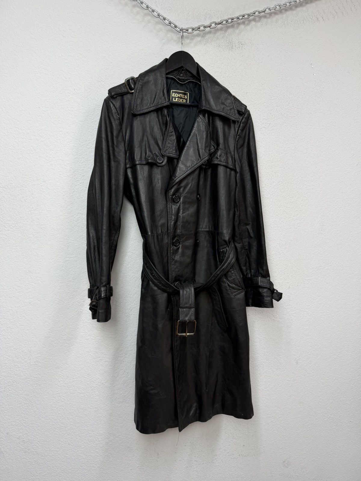 If Six Was Nine Vintage Rick Owens Style Double Breasted Leather Coat Jacket Size US M / EU 48-50 / 2 - 13 Thumbnail