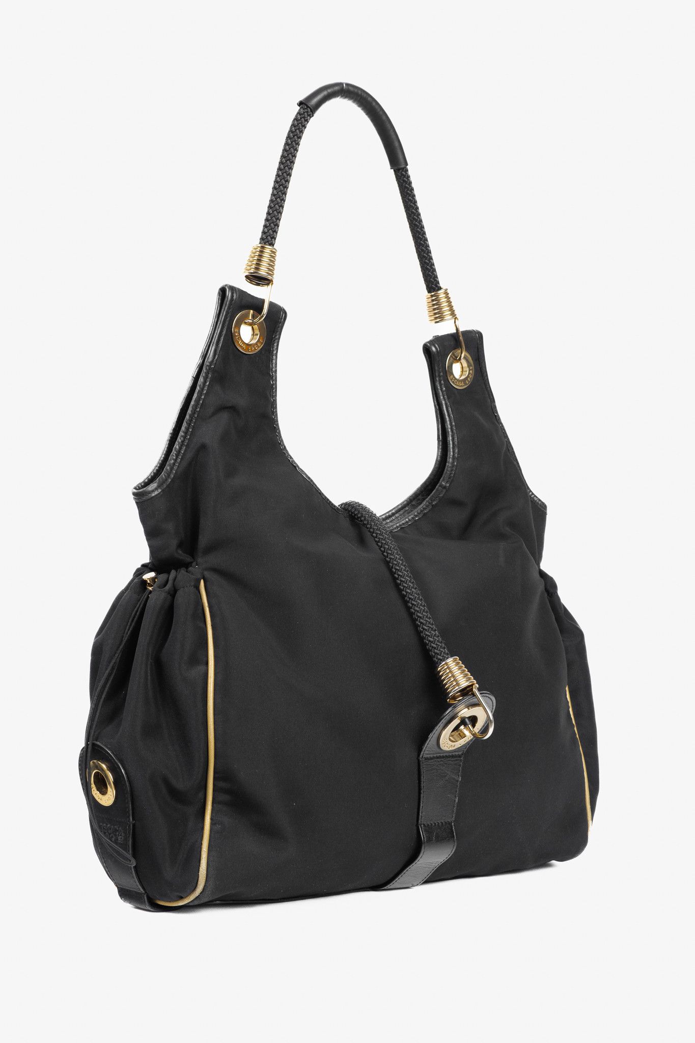 Escada Sport Escada Sport Black Nylon Leather-Trim Rope-Strap Hobo Size ONE SIZE - 2 Thumbnail