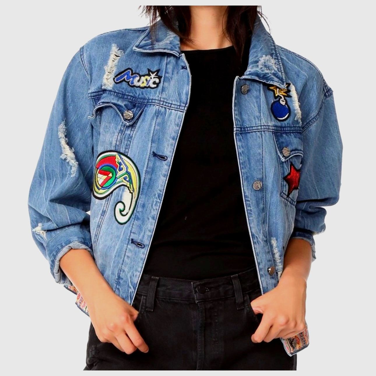 Other Etienne Marcel Julia Denim Jacket Embroidered Sequin Blue XS Size XS / US 0-2 / IT 36-38 - 4 Thumbnail