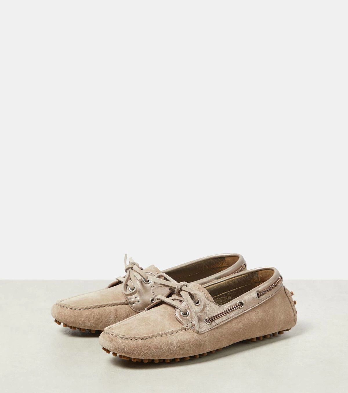 Brunello Cucinelli o1y0725 Leather Loafers in Taupe Brown Size US 5 / IT 35 - 3 Thumbnail