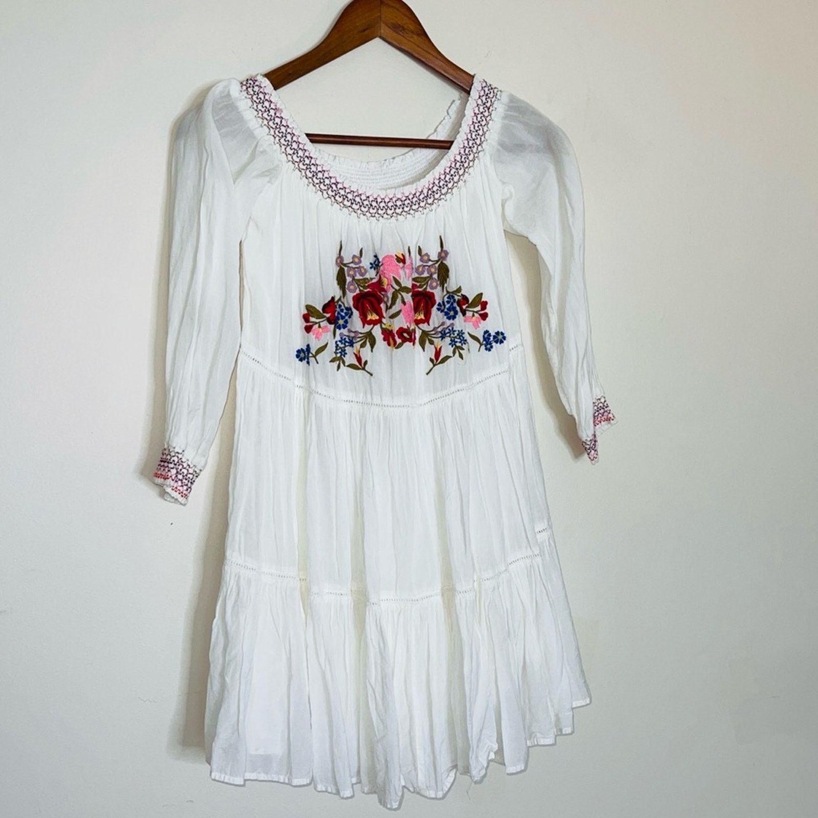 Free People Free People Sun Beams Embroidered Off-The-Shoulder Dress Size XS / US 0-2 / IT 36-38 - 4 Thumbnail