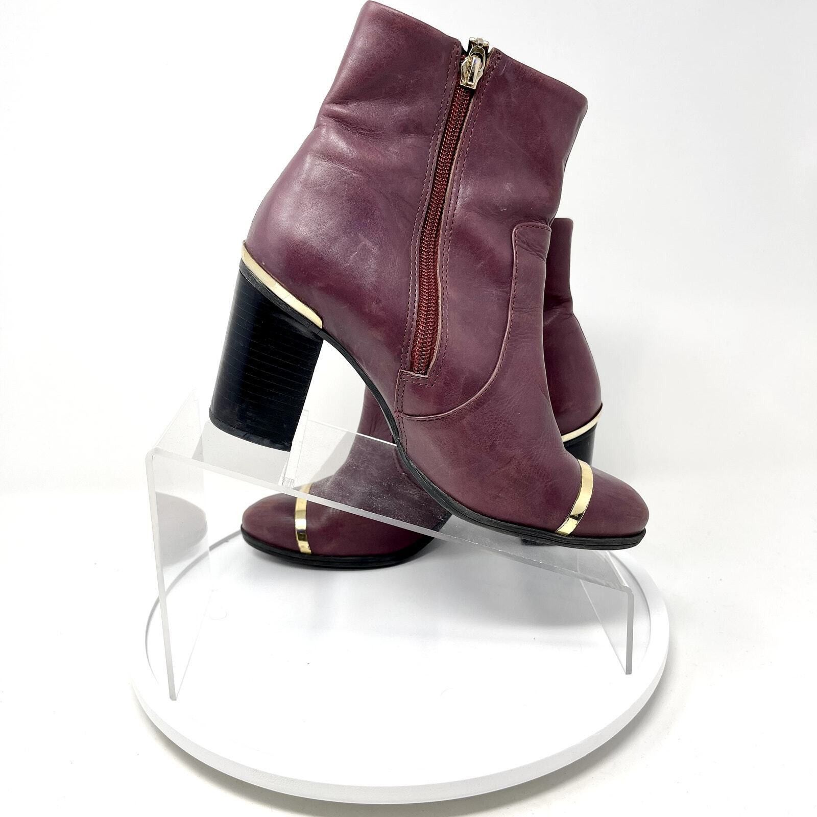 SCHUTZ Schultz 6 Caelainn Cabernet Purple Leather Designer Mid Heel Size US 6 / IT 36 - 3 Thumbnail