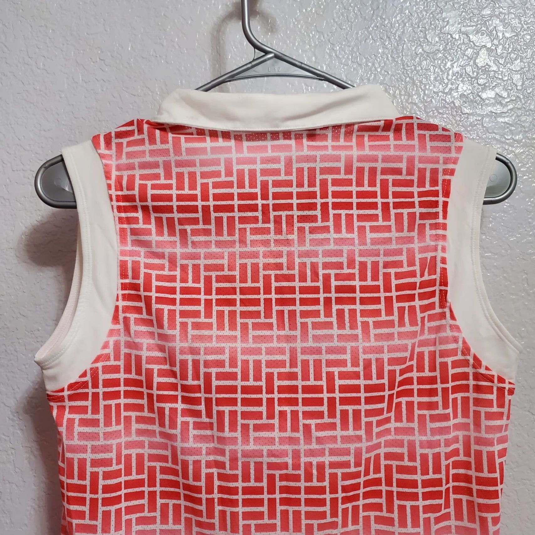 Adidas Adidas Climacool Polo Shirt Women XL Orange White Geometric Print Sleeveless Golf Top Size XL / US 12-14 / IT 48-50 - 7 Thumbnail