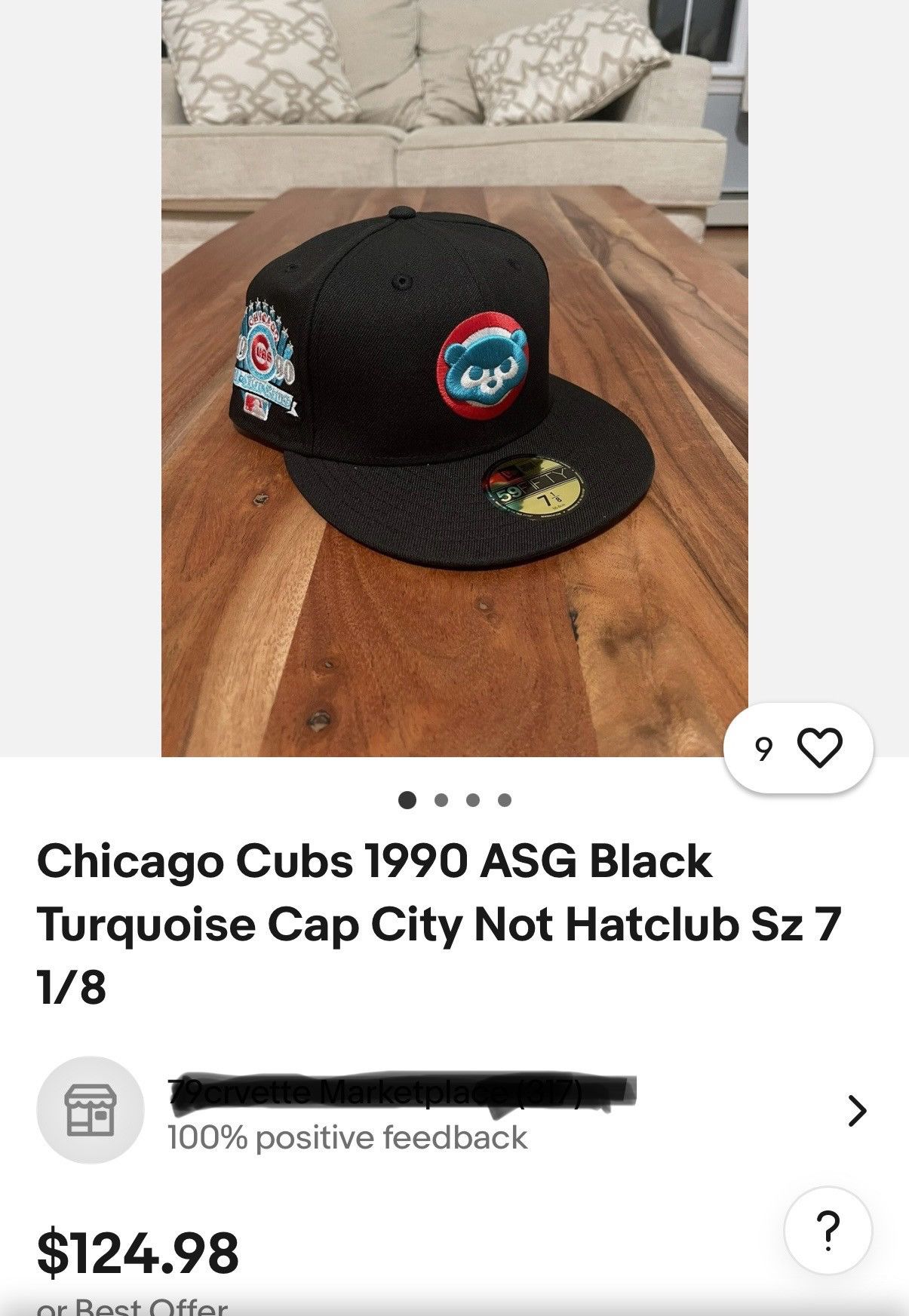Hat Club × New Era 7 5/8 Cap City Chicago Cubs Emerald Bay 1990 ASG Patch Size ONE SIZE - 6 Thumbnail