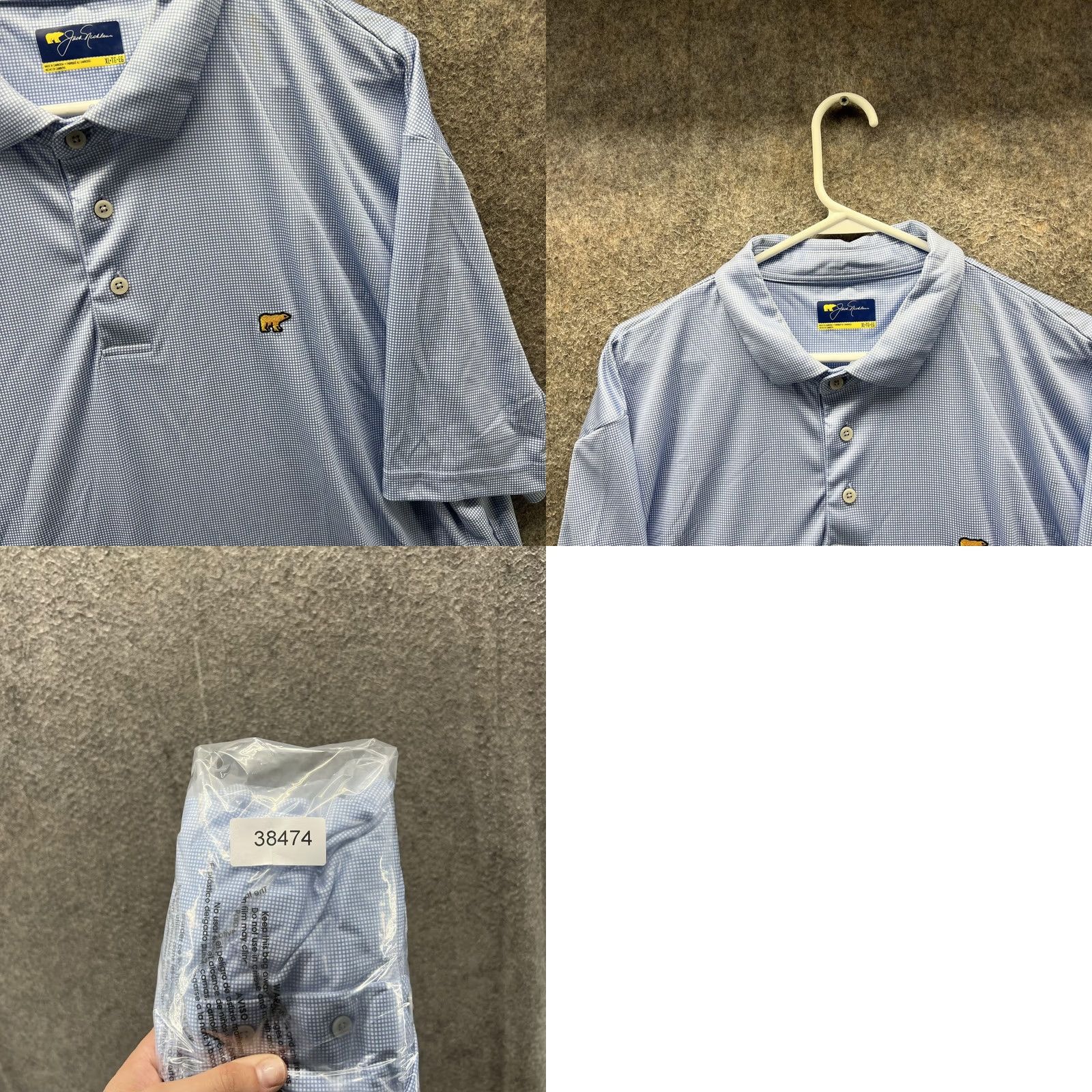 Vintage Jack Nicklaus Polo Shirt Mens XL Light Blue Check Golf Performance Short Sleeve Size US XL / EU 56 / 4 - 8 Thumbnail