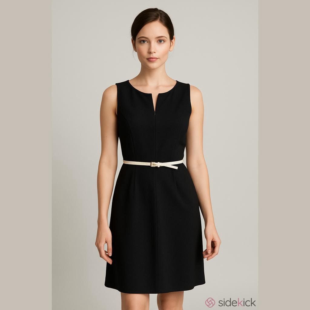 calvin klein little black dress Scuba Crepe Short Sheath with Faux Leather Belt 8 at Amazon Women's Clothing store Fit boxy fit Timeless Chic Little Black dress