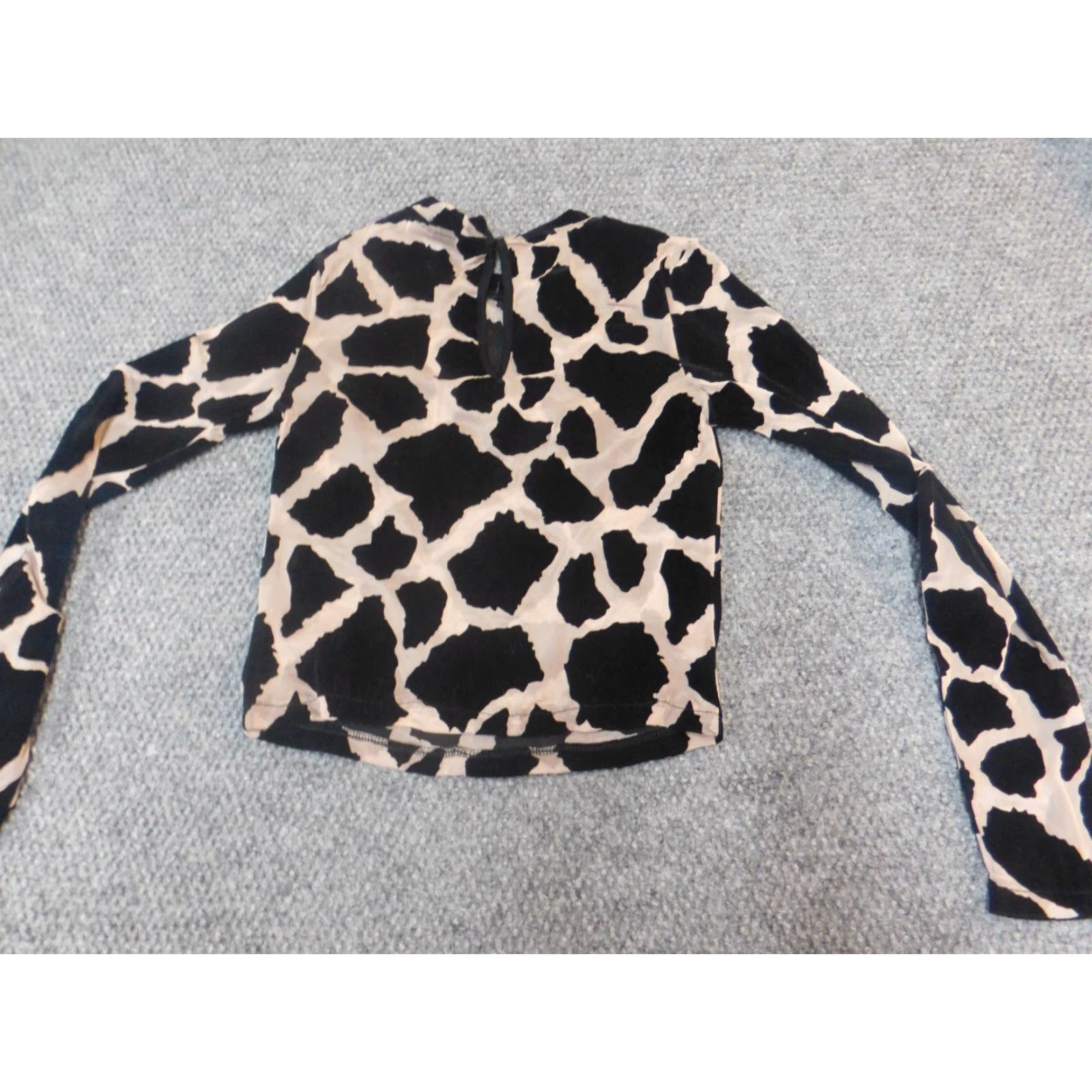 Topshop Topshop Womens Blouse Top 2 Animal Print Black Multicolor Crew Neck Long Sleeve Casual Polyester Down Ruffle Basic Shirt Womens Regular Size 2 Size XS / US 0-2 / IT 36-38 - 7 Thumbnail