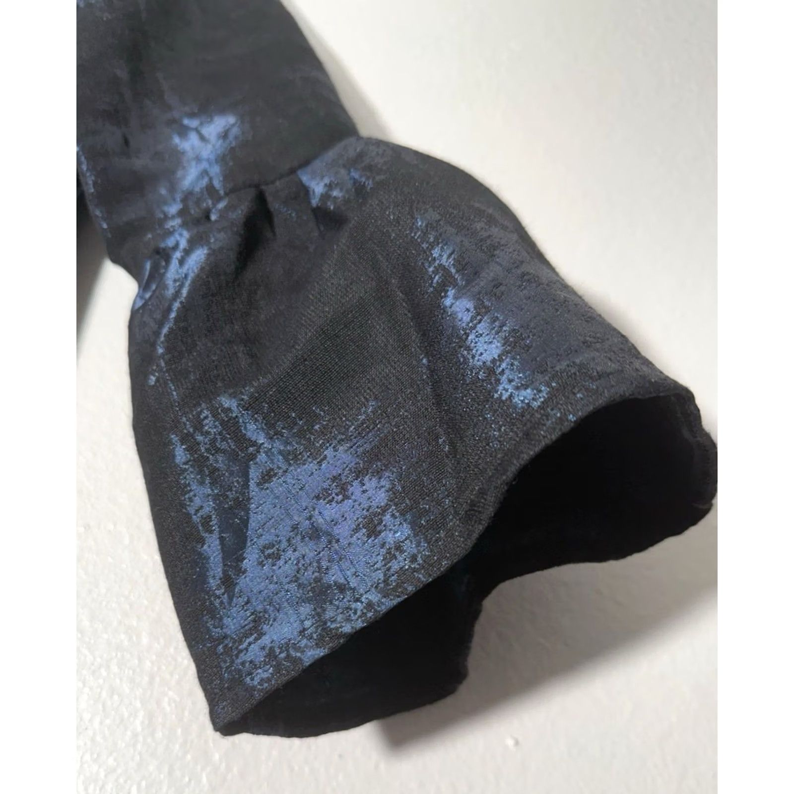 Bell VINTAGE Honey P. Dress Bell Sleeve 3/4 Sleeve Black Blue Metallic Sheen Knee Length Womens Fit & Flare Formal Party/Cocktail 0 Size XS / US 0-2 / IT 36-38 - 4 Thumbnail