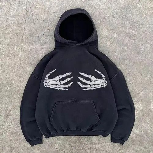 Other Black washed skull hand print hoodie Size US L / EU 52-54 / 3 - 5 Thumbnail