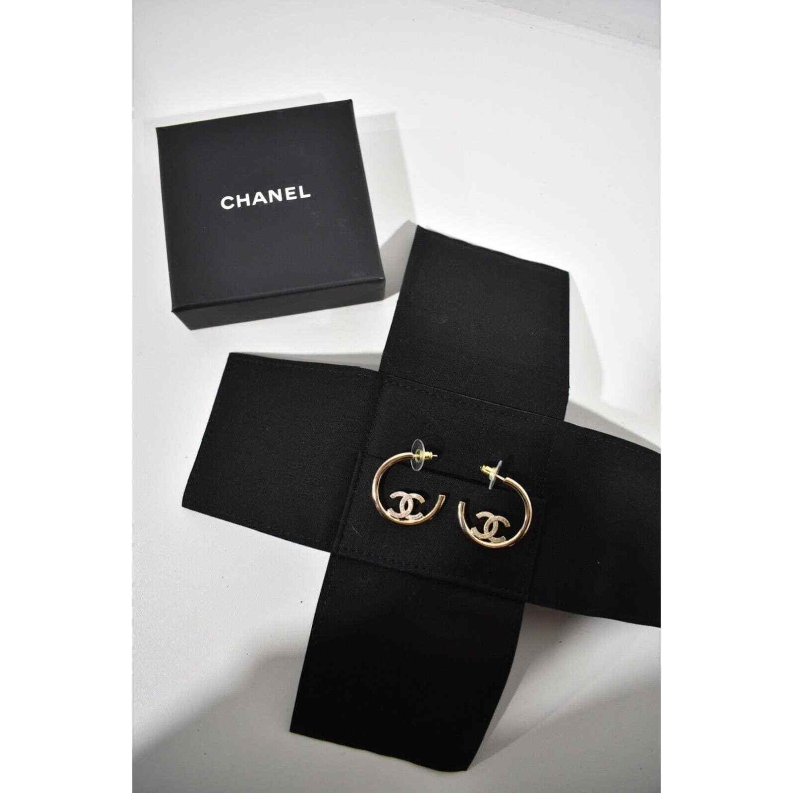 Chanel Chanel Gold Metal Dangle Drop Statement Hoop Earrings Size ONE SIZE - 2 Thumbnail