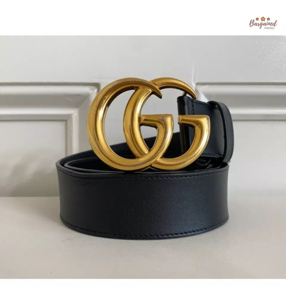 Gucci Gucci Smooth Calfskin Leather Gold Double G Buckle Belt Size ONE SIZE - 1 Thumbnail