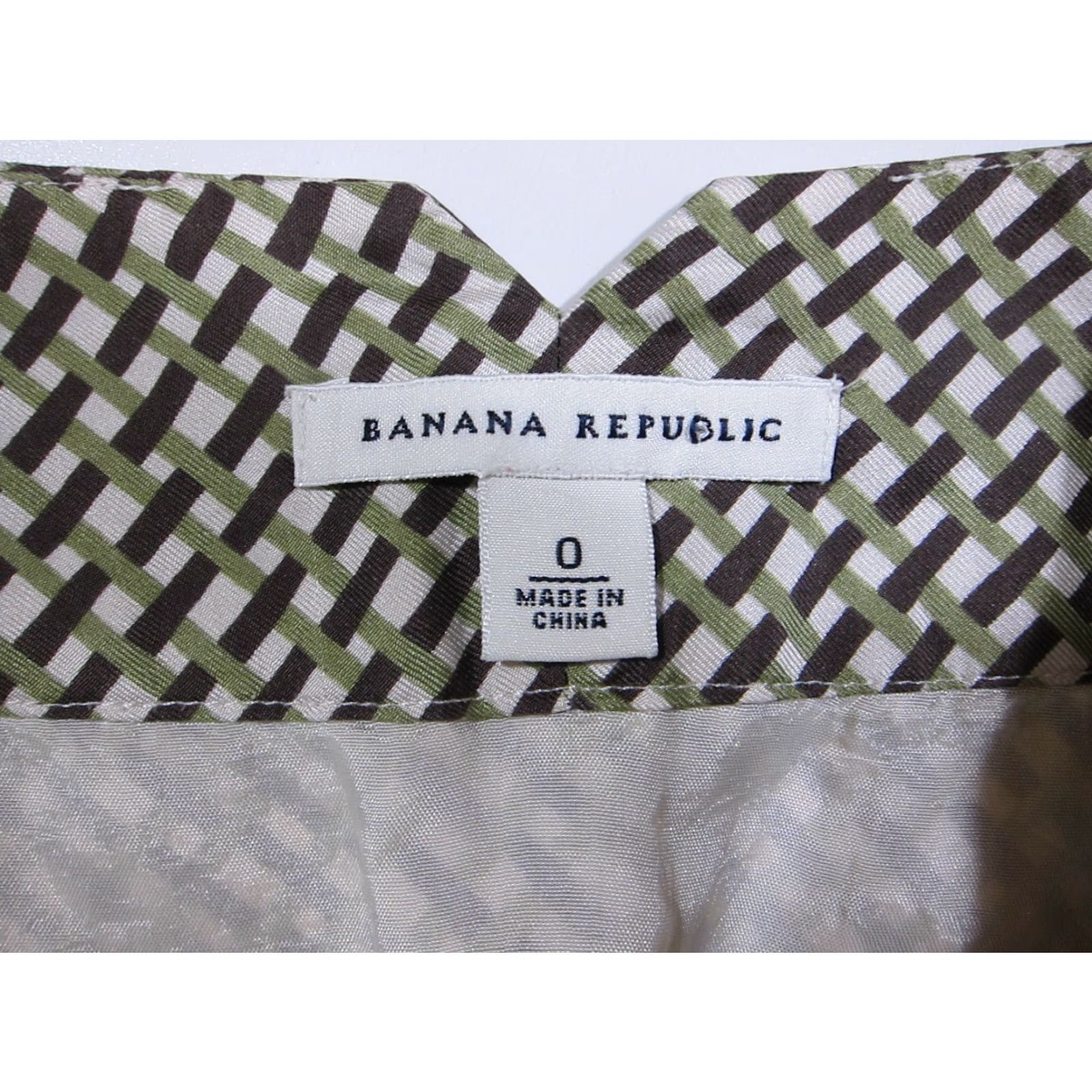 Banana Republic Banana Republic 100% Silk Green Brown Pleated A-Line Skirt Women Size 0 Size 25" / US 0 / IT 36 - 3 Thumbnail