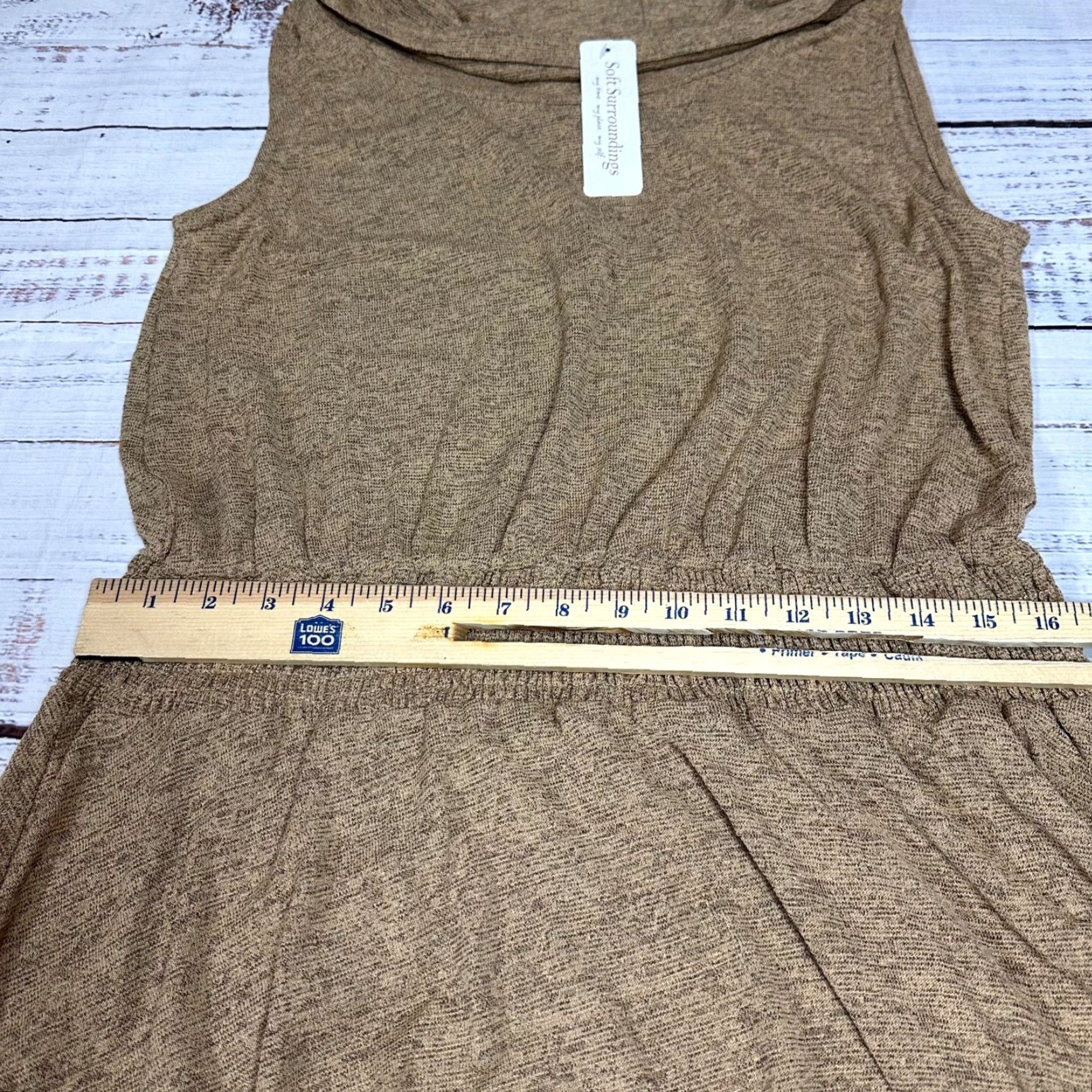Soft Surroundings Soft Surroundings Dress Sz L Brown Knit Cowl Neck Midi Smocked Waist Womens New Knit Dress Size L / US 10 / IT 46 - 3 Thumbnail