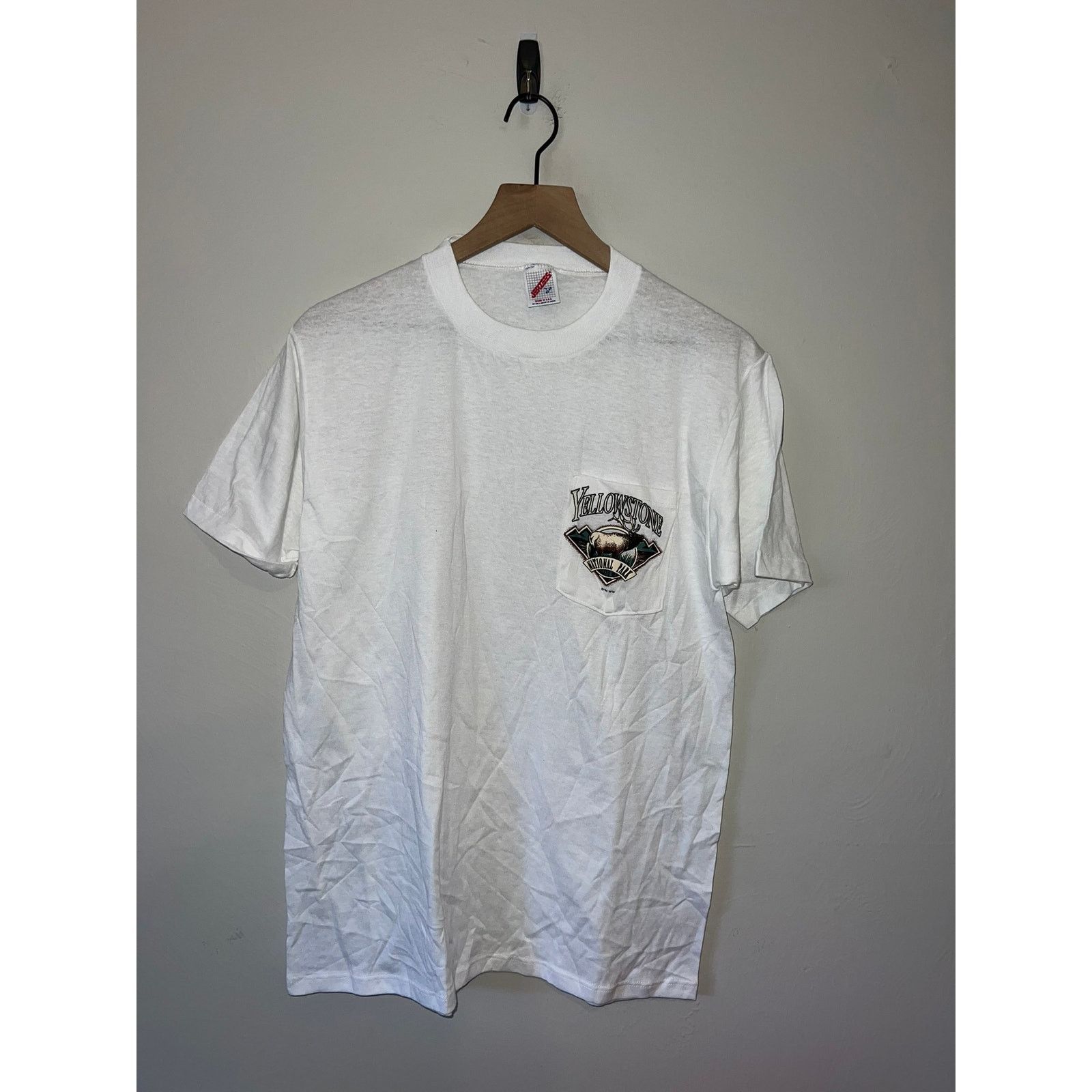 Jerzees Vintage Yellowstone Shirt National Park Elk White L Tee Size US L / EU 52-54 / 3 - 1 Thumbnail
