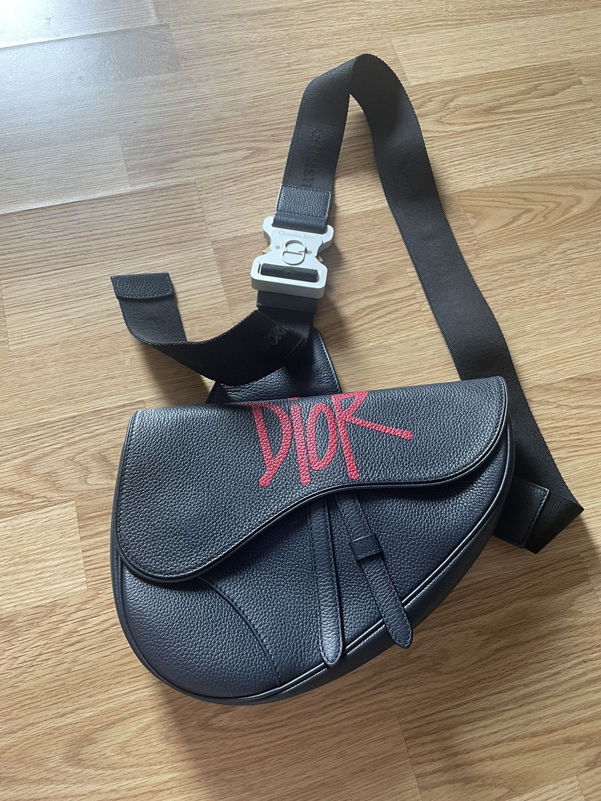 Dior Leather Saddle Bag in Blue, Men's