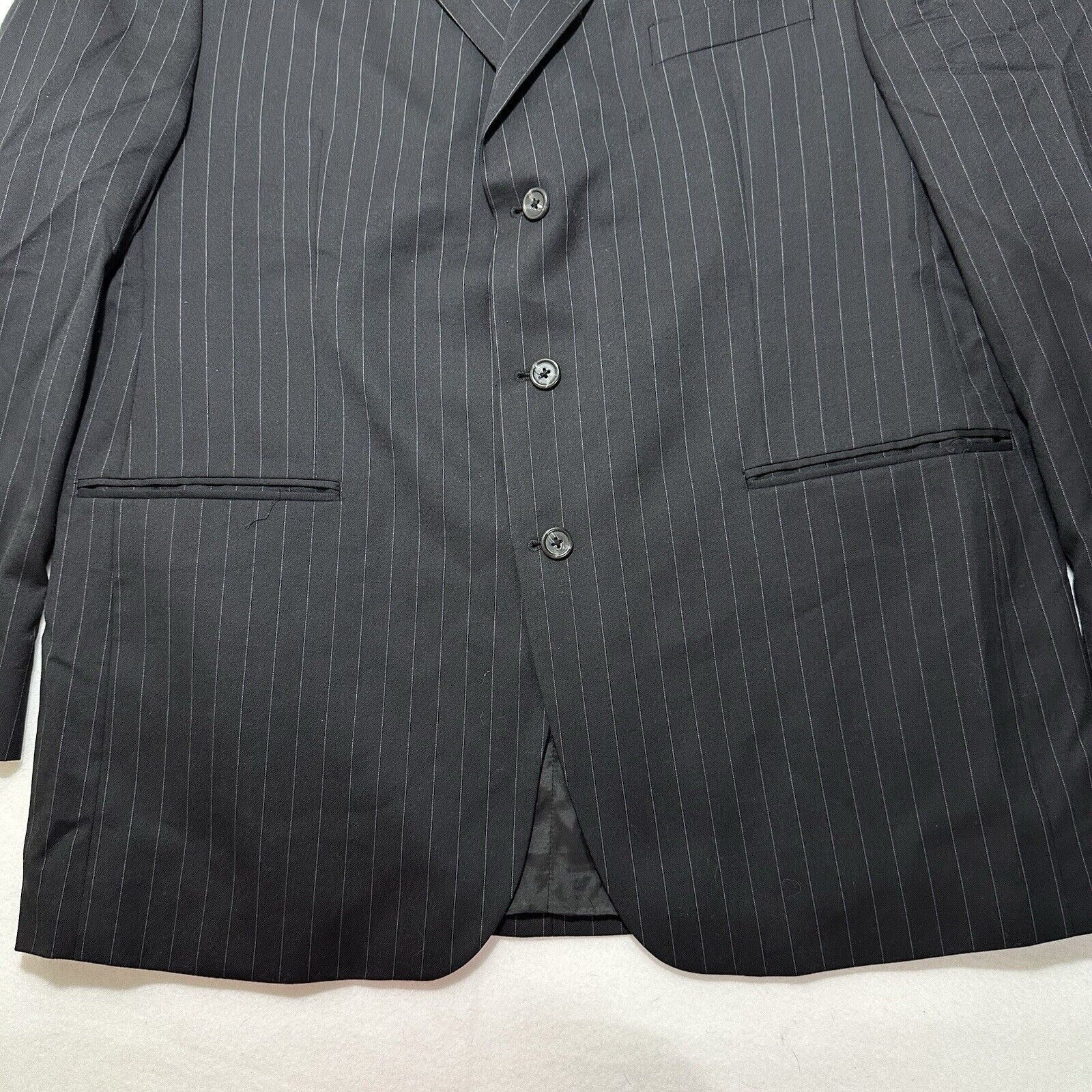 Chaps Chaps Suit Jacket Men's 46LWool Black Pinstripe Sport Coat Size 46L - 3 Thumbnail